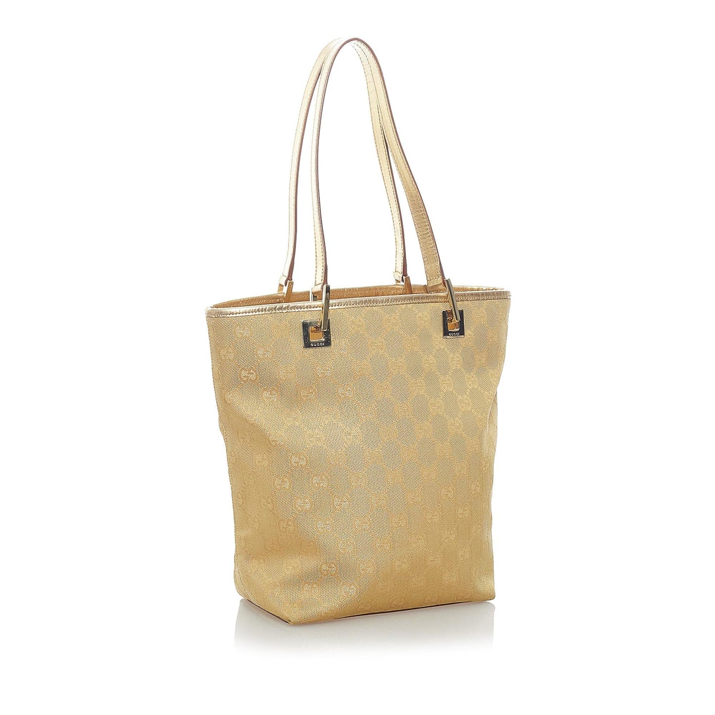 Gucci GG SHG Canvas Calf Brown Gold Tote Bag Bag Shg