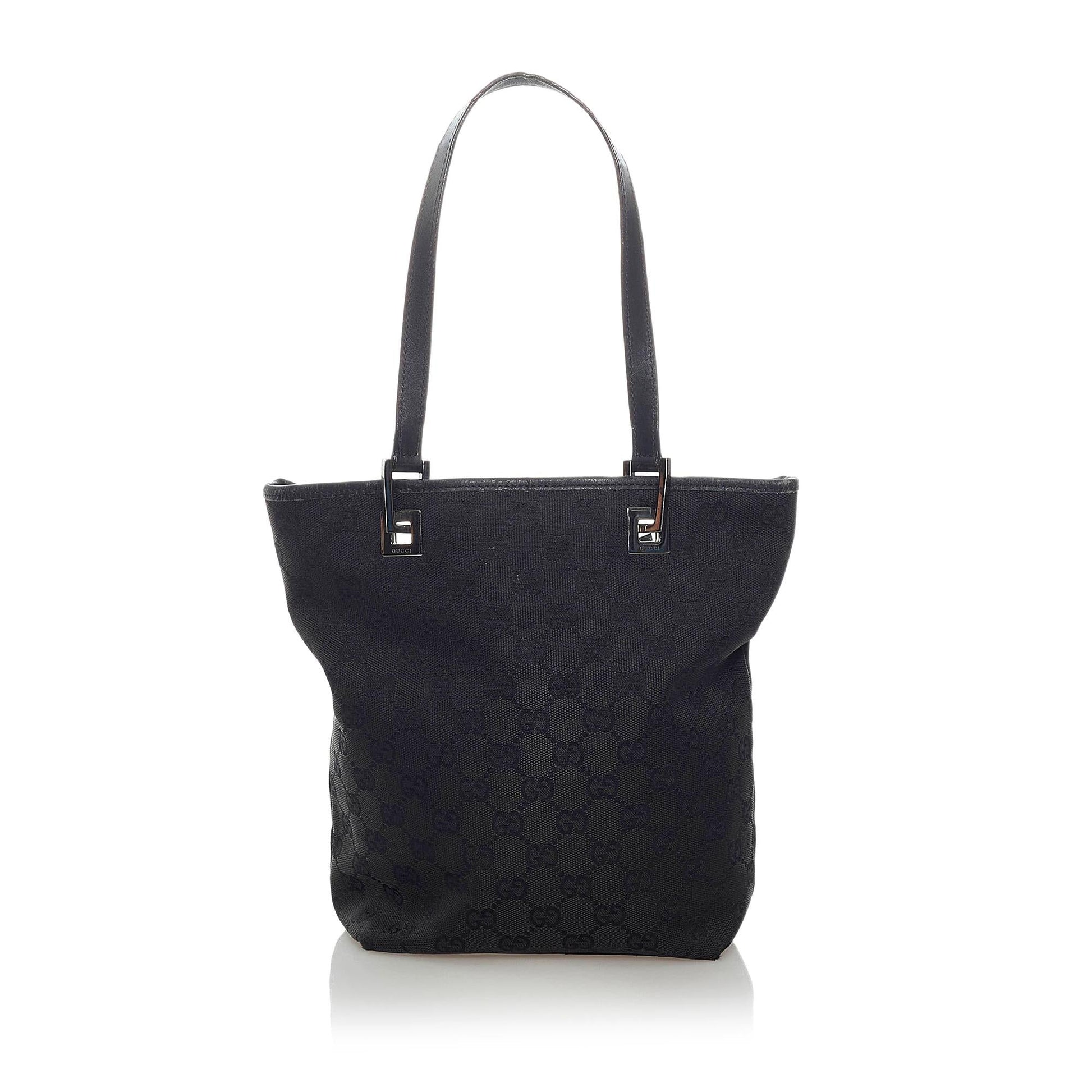 Gucci GG SHG Canvas Black Tote Bag 22
