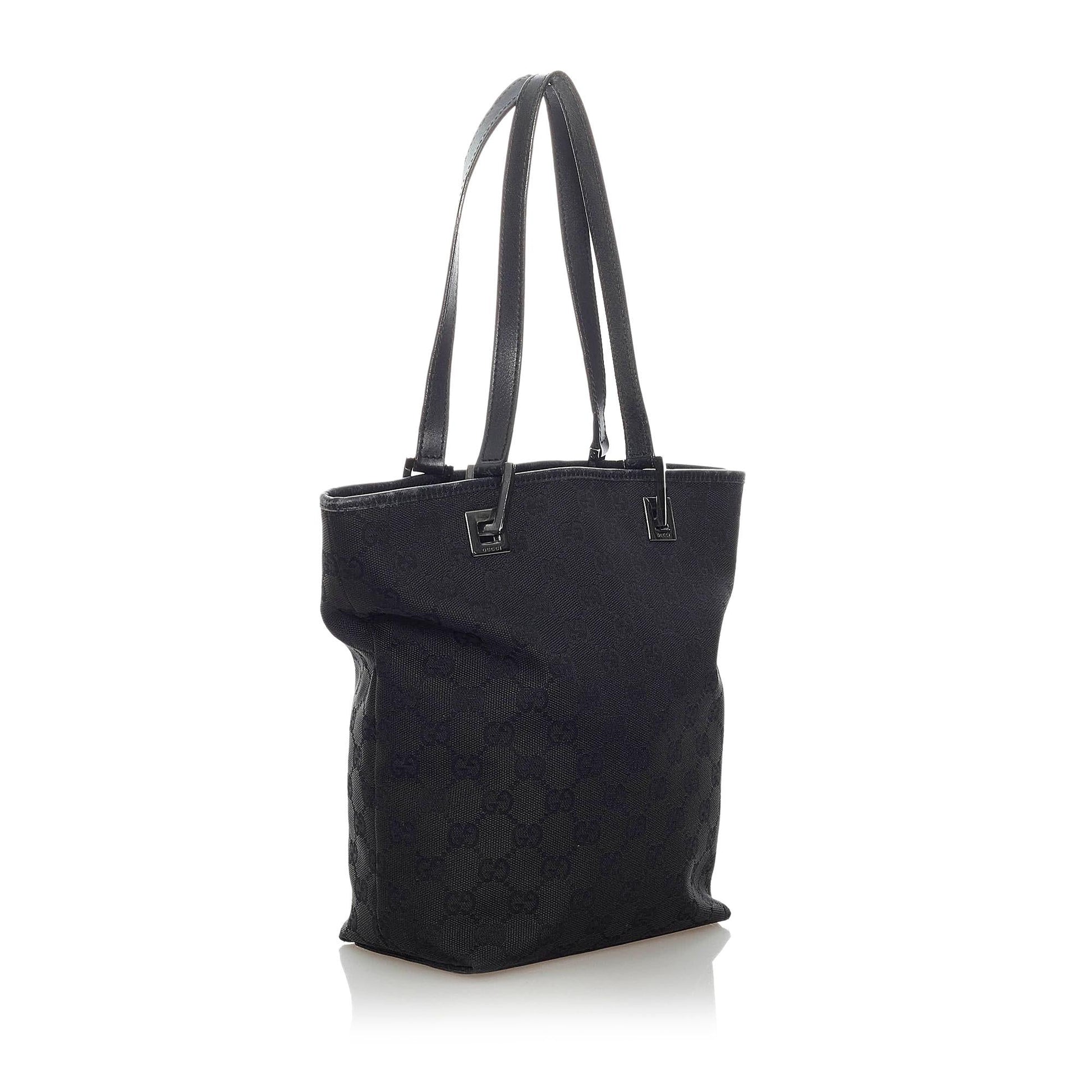 Gucci GG SHG Canvas Black Tote Bag 22