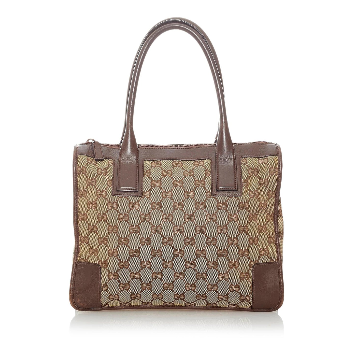 Gucci GG SHG Canvas Calf Brown Tote Bag 14
