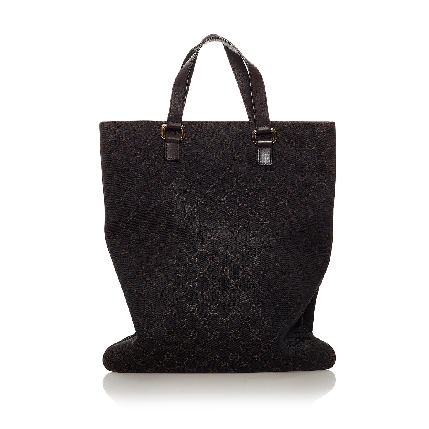 Gucci GG SHG Canvas Calf Brown Tote Bag