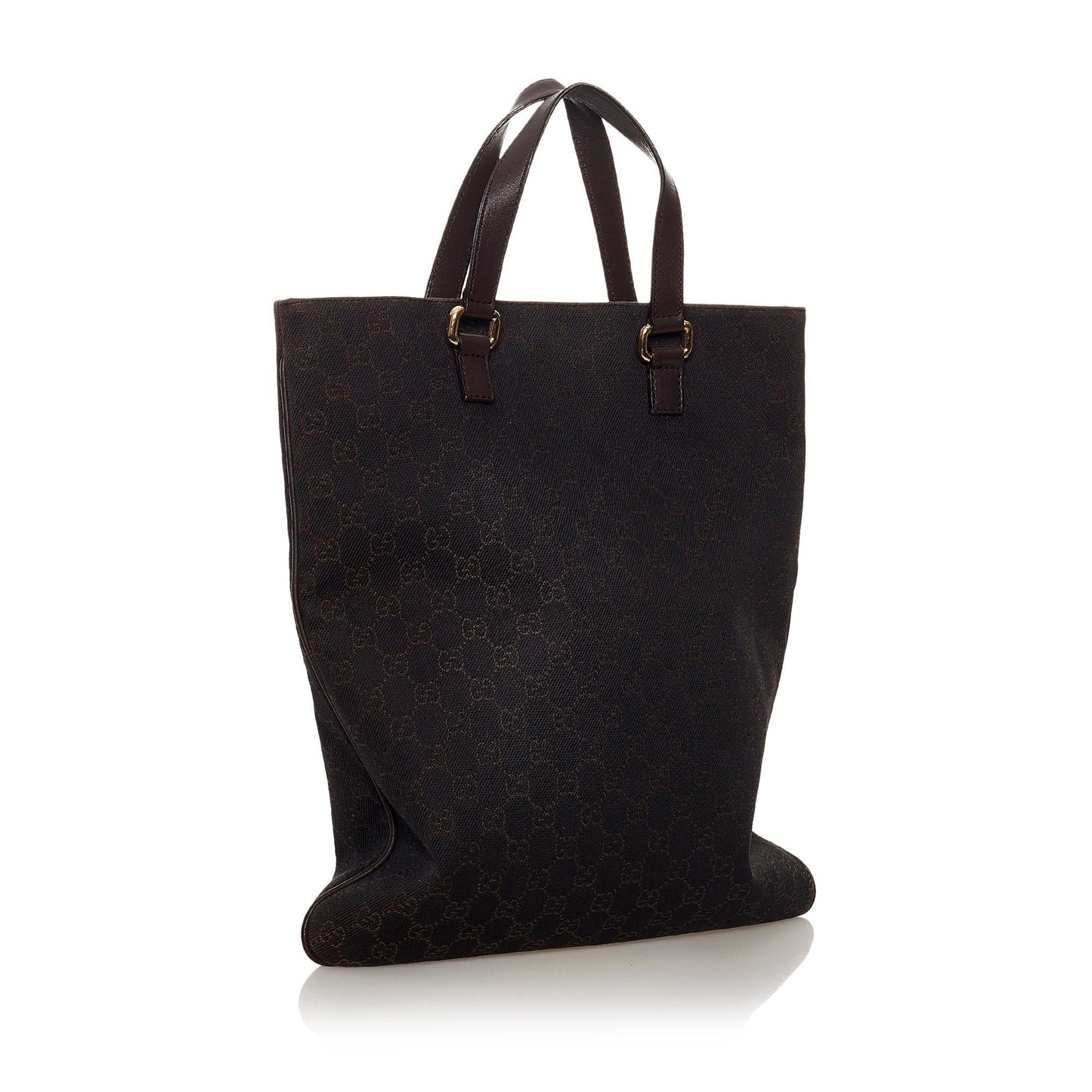 Gucci GG SHG Canvas Calf Brown Tote Bag