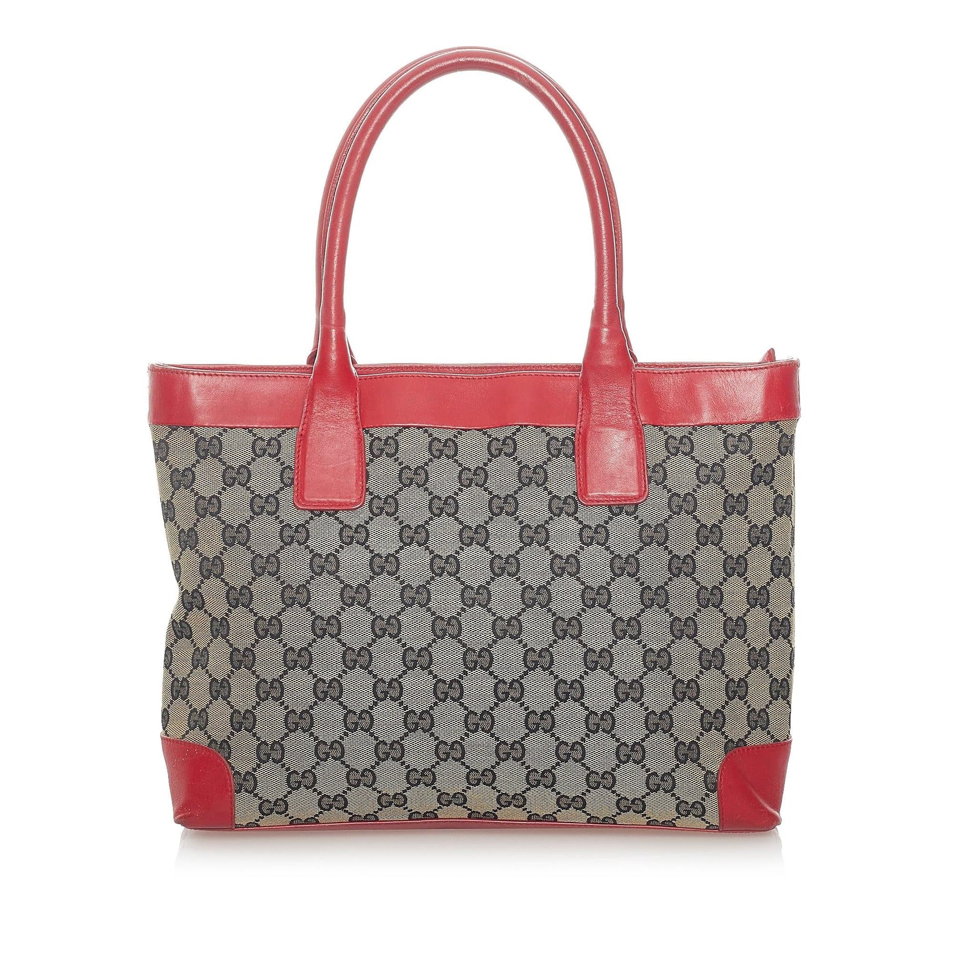 Gucci GG SHG Canvas Red Grey Tote Bag