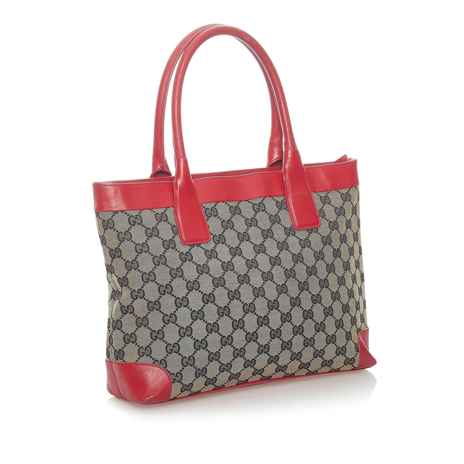 Gucci GG SHG Canvas Red Grey Tote Bag