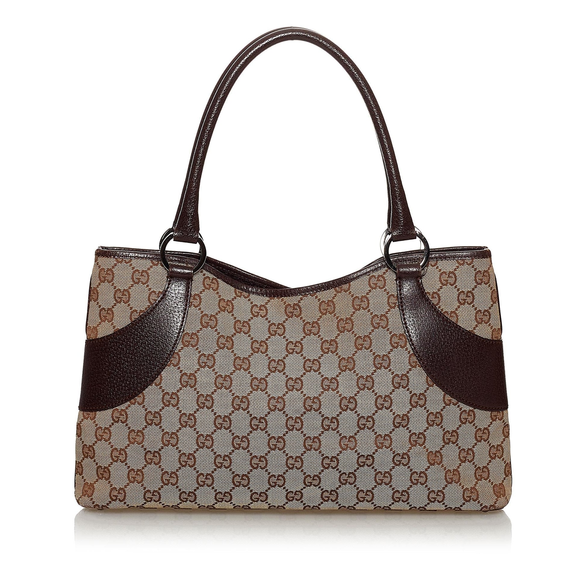 Gucci GG SHG Canvas Brown Tote Bag 8