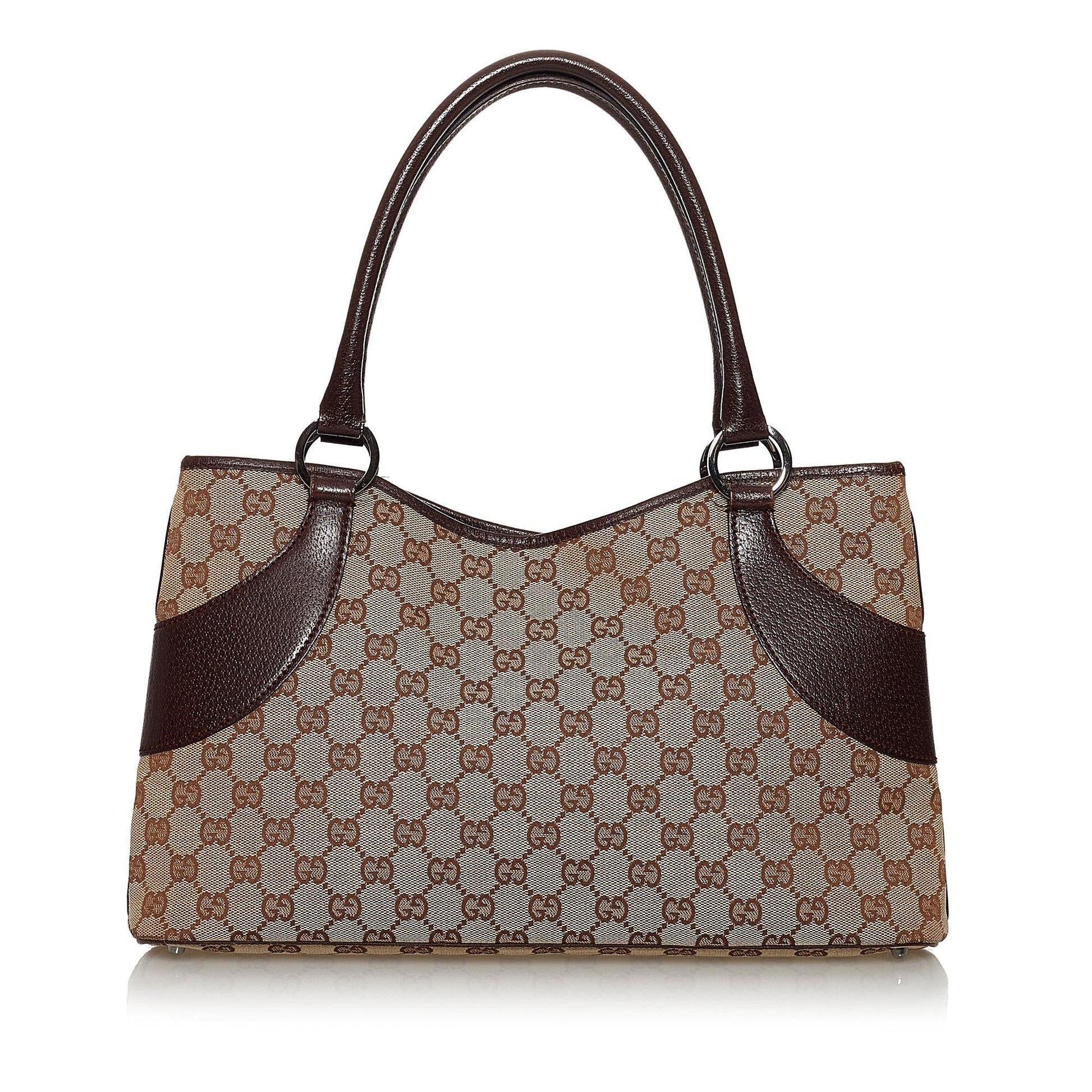 Gucci GG SHG Canvas Brown Tote Bag 8