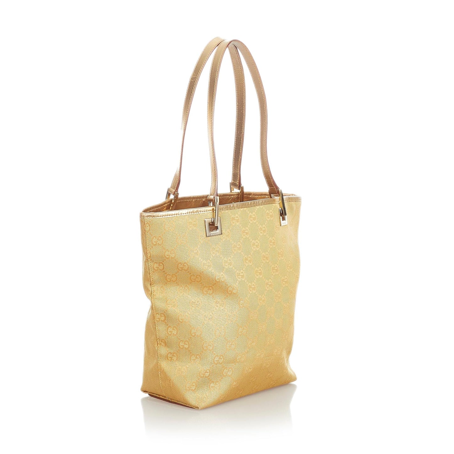 Gucci GG SHG Canvas Brown Gold Tote Bag Bag Shg
