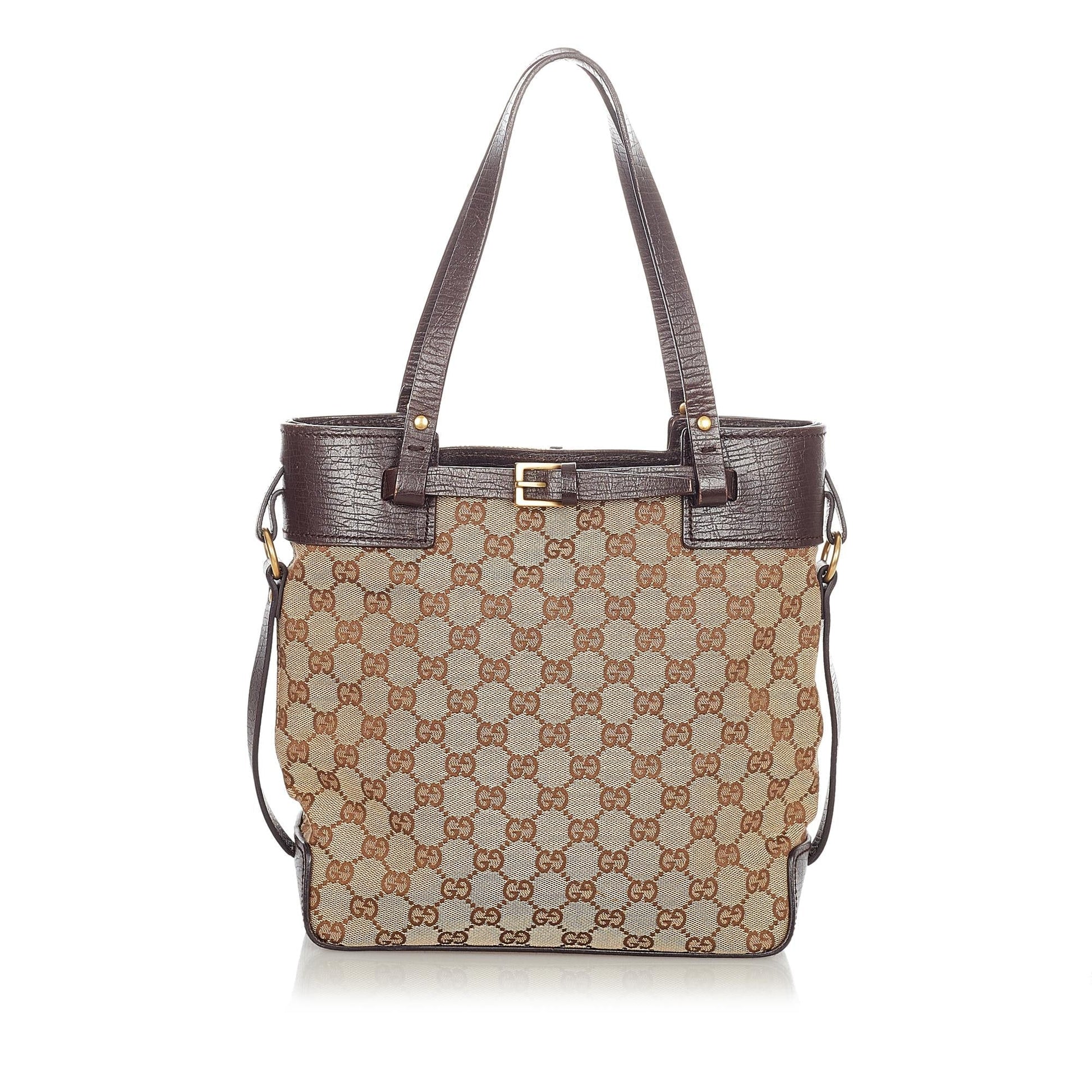 Gucci GG SHG Canvas Brown Tote Bag 11
