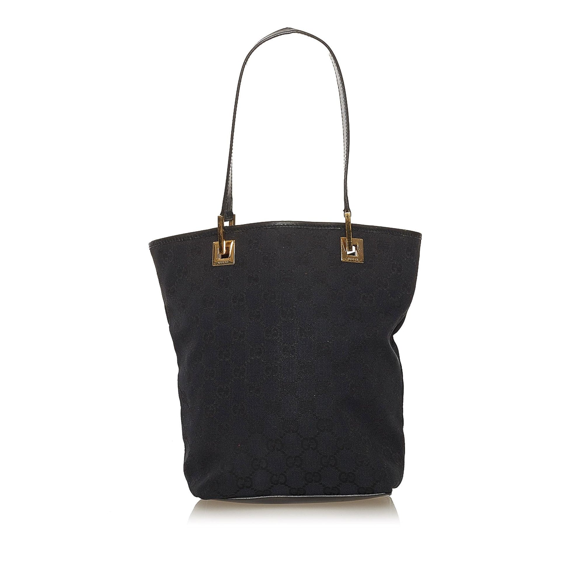 Gucci GG SHG Canvas Calf Black Tote Bag