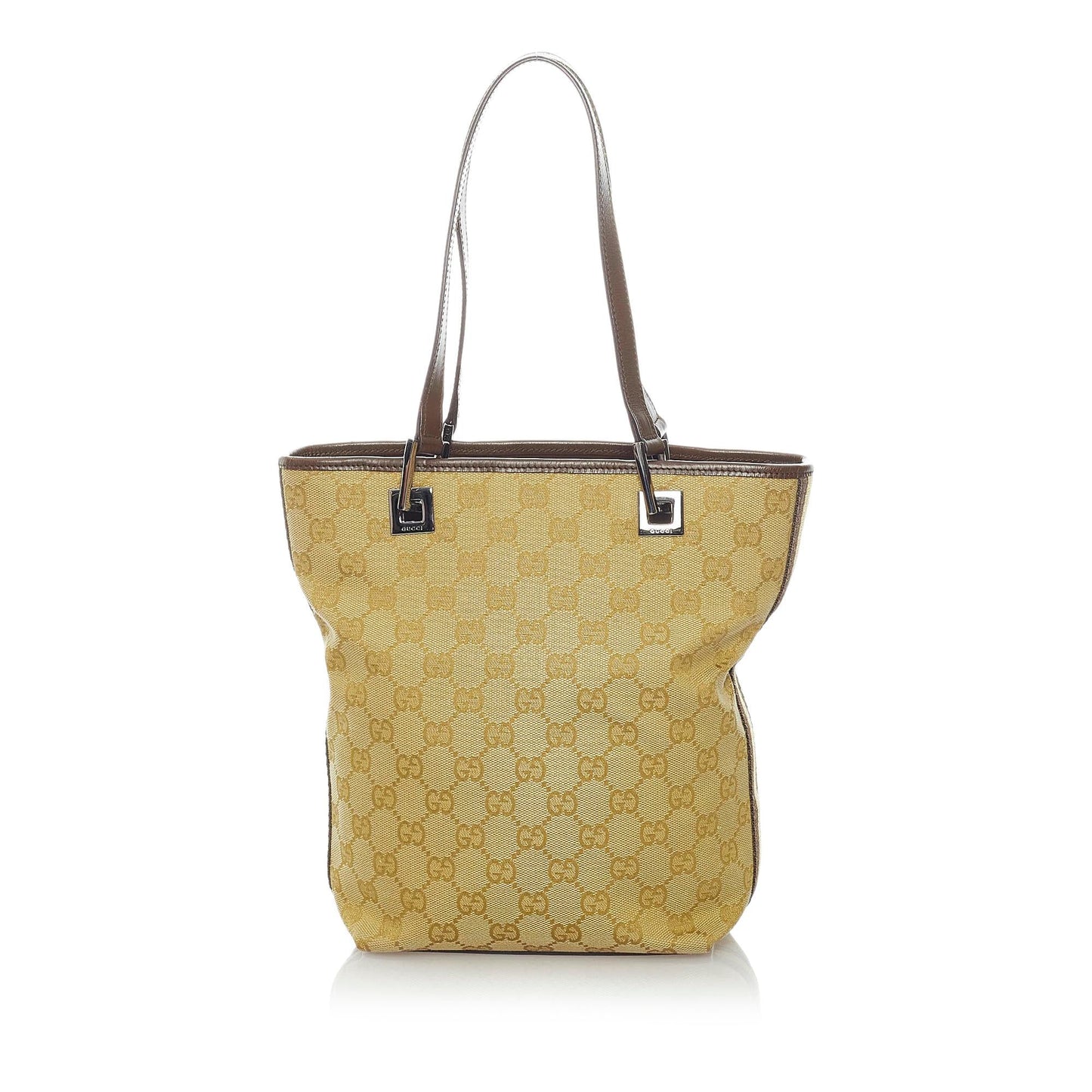 Gucci GG SHG Canvas Calf Brown Tote Bag 4