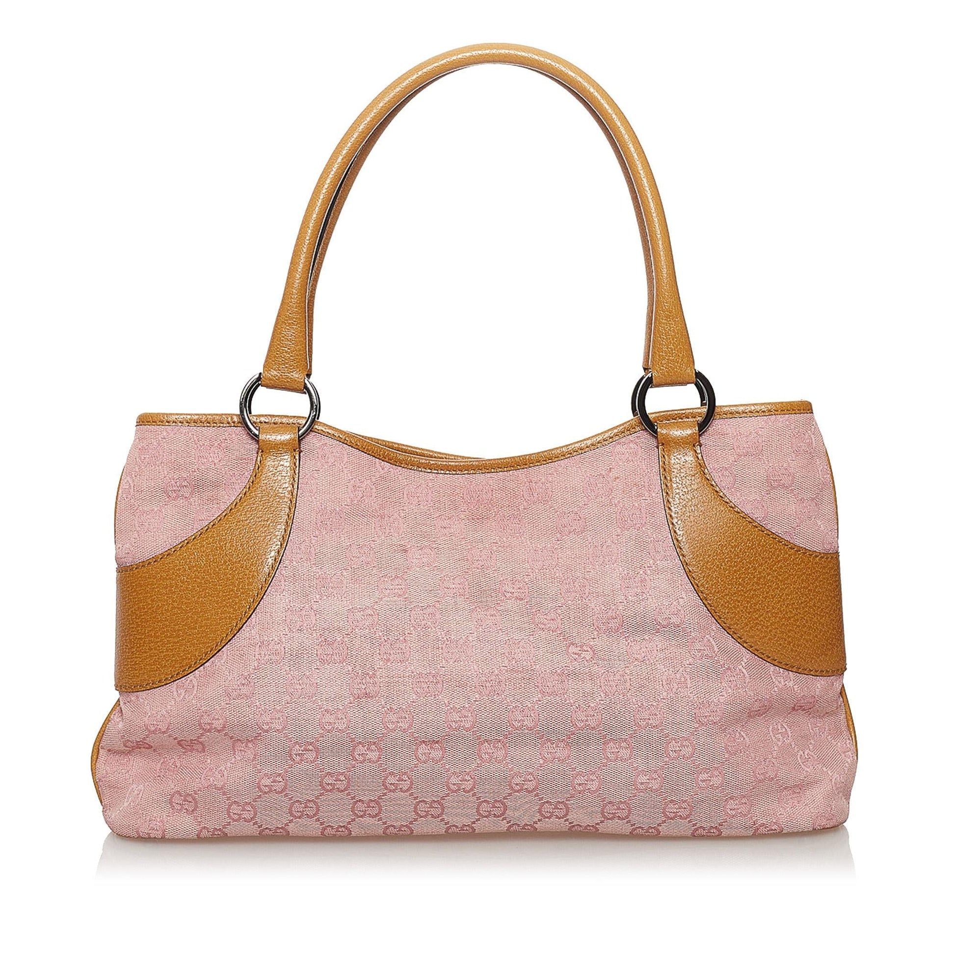 Gucci GG SHG Canvas Brown Pink Tote Bag Bag Shg