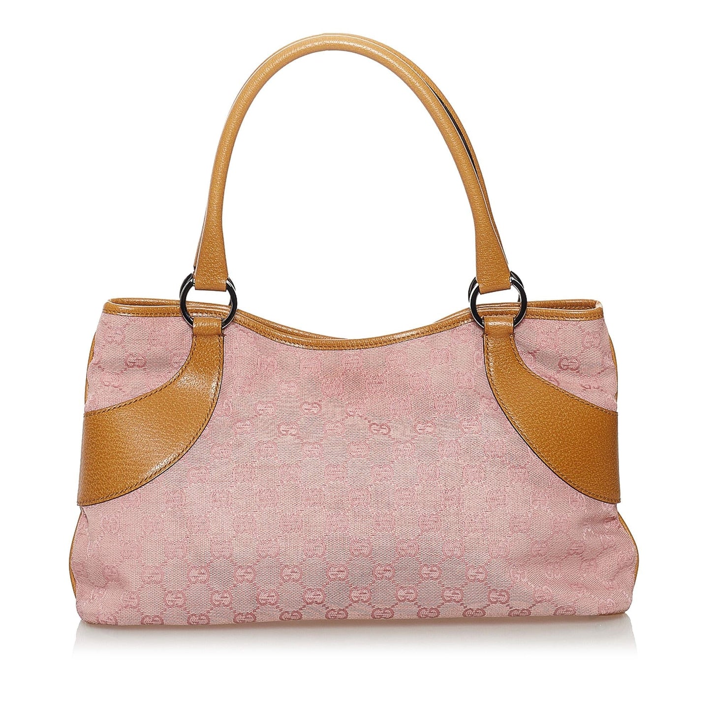 Gucci GG SHG Canvas Brown Pink Tote Bag Bag Shg