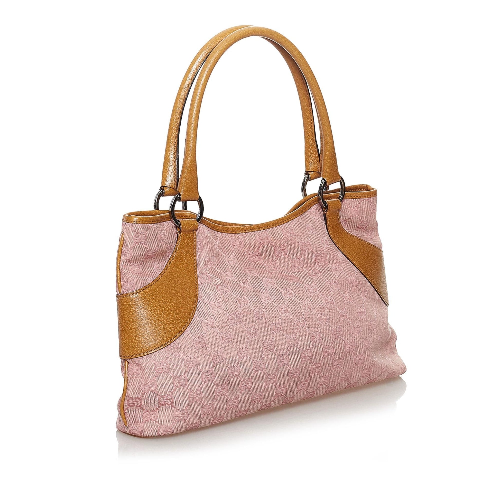 Gucci GG SHG Canvas Brown Pink Tote Bag Bag Shg