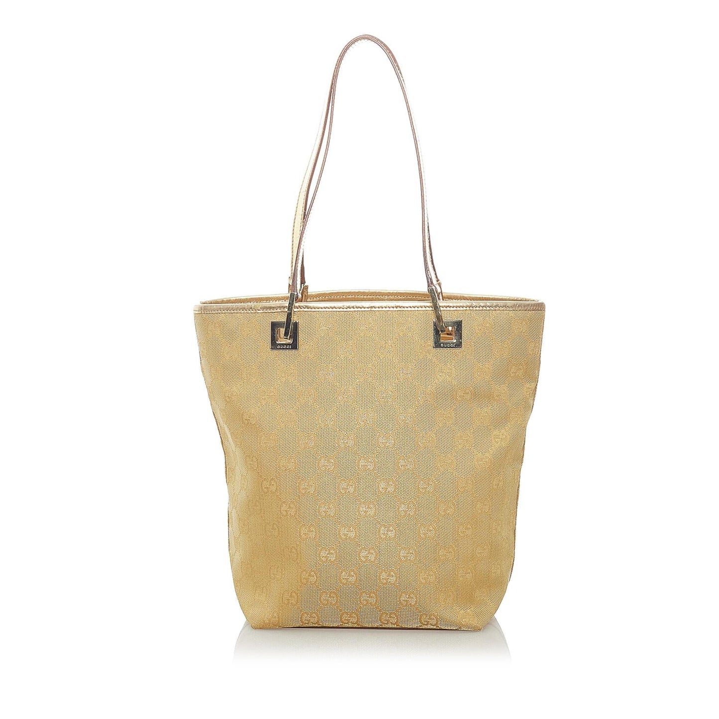 Gucci GG SHG Canvas Calf Brown Gold Tote Bag