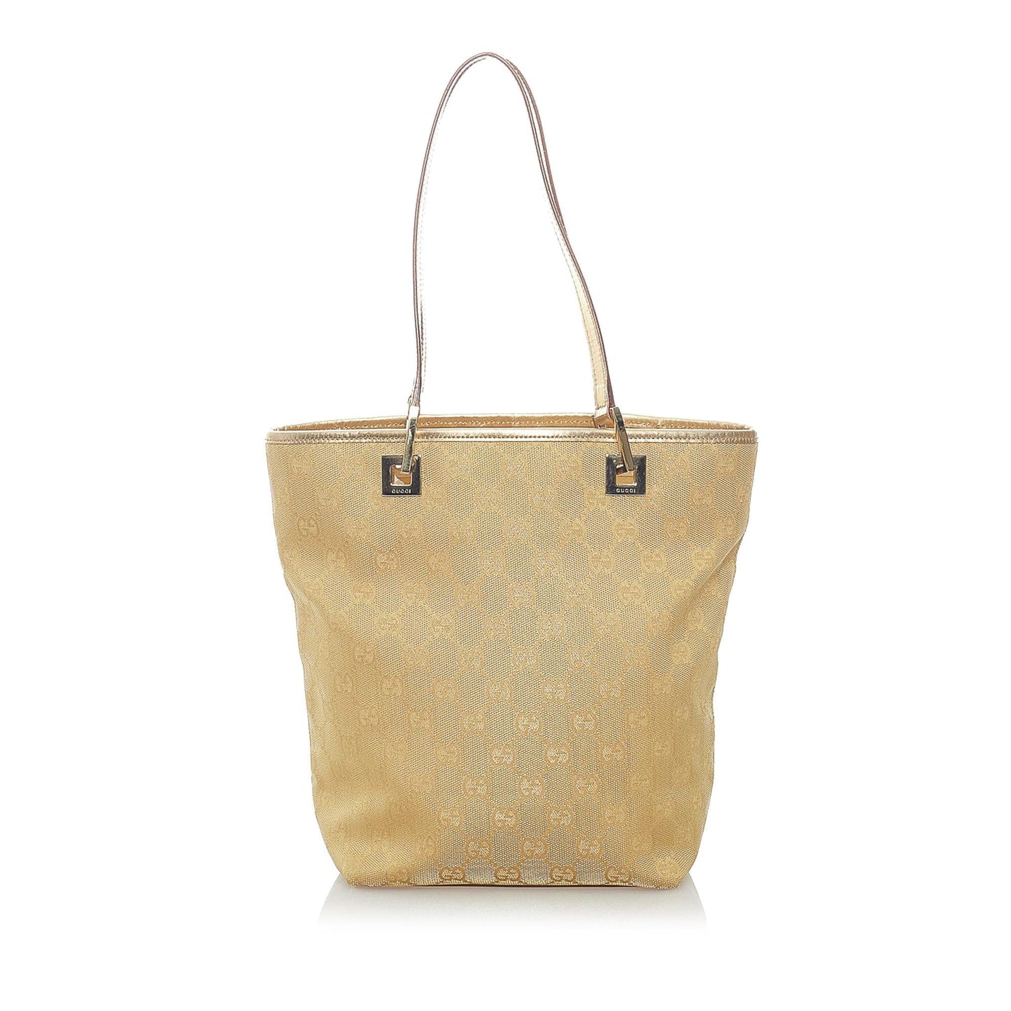 Gucci GG SHG Canvas Calf Brown Gold Tote Bag