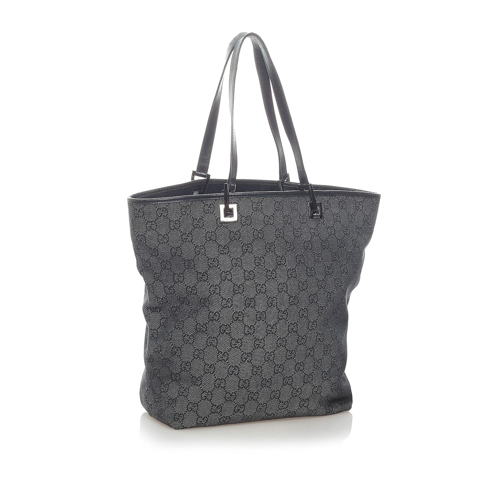 Gucci GG SHG Canvas Calf Grey Tote Bag