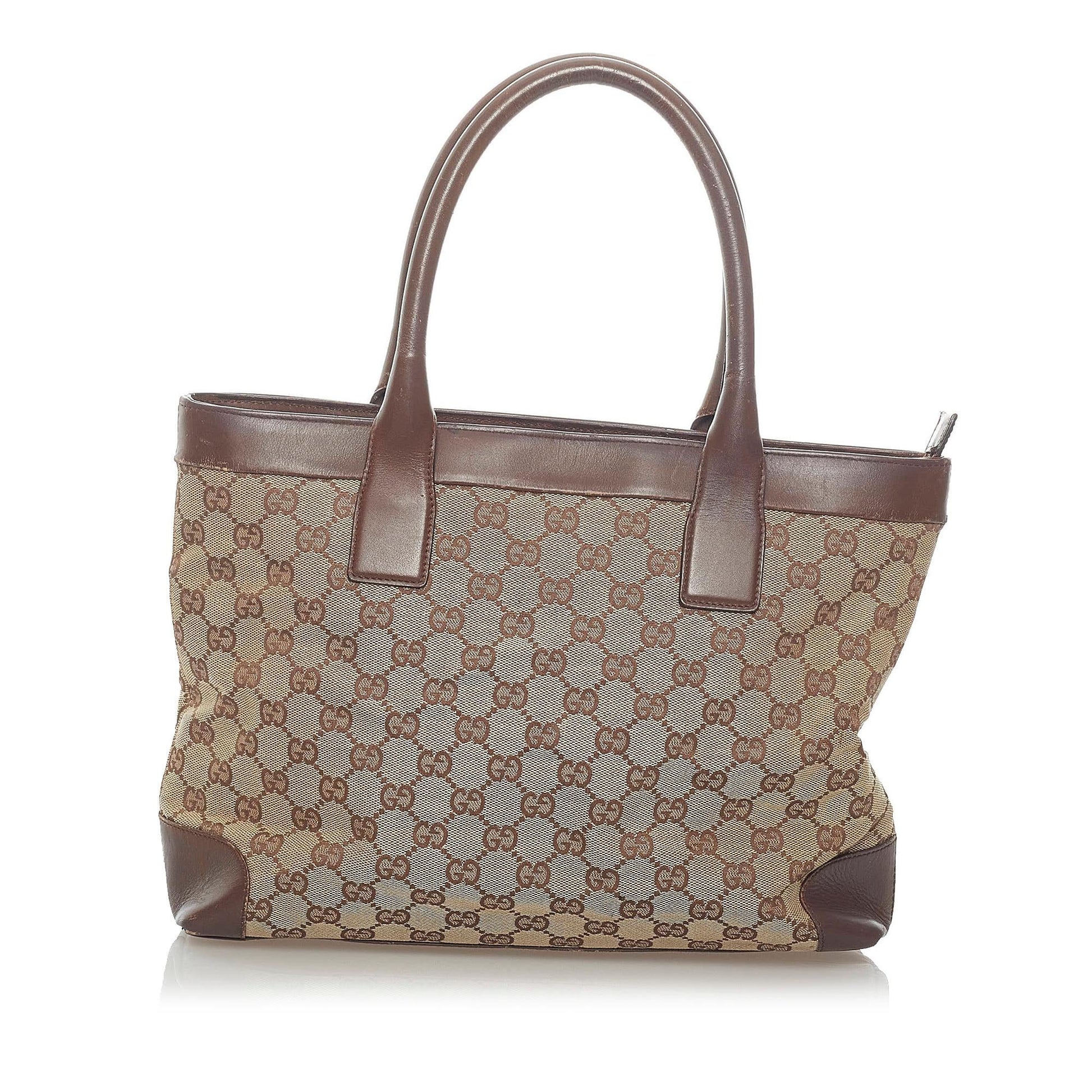 Gucci GG SHG Canvas Brown Tote Bag 22
