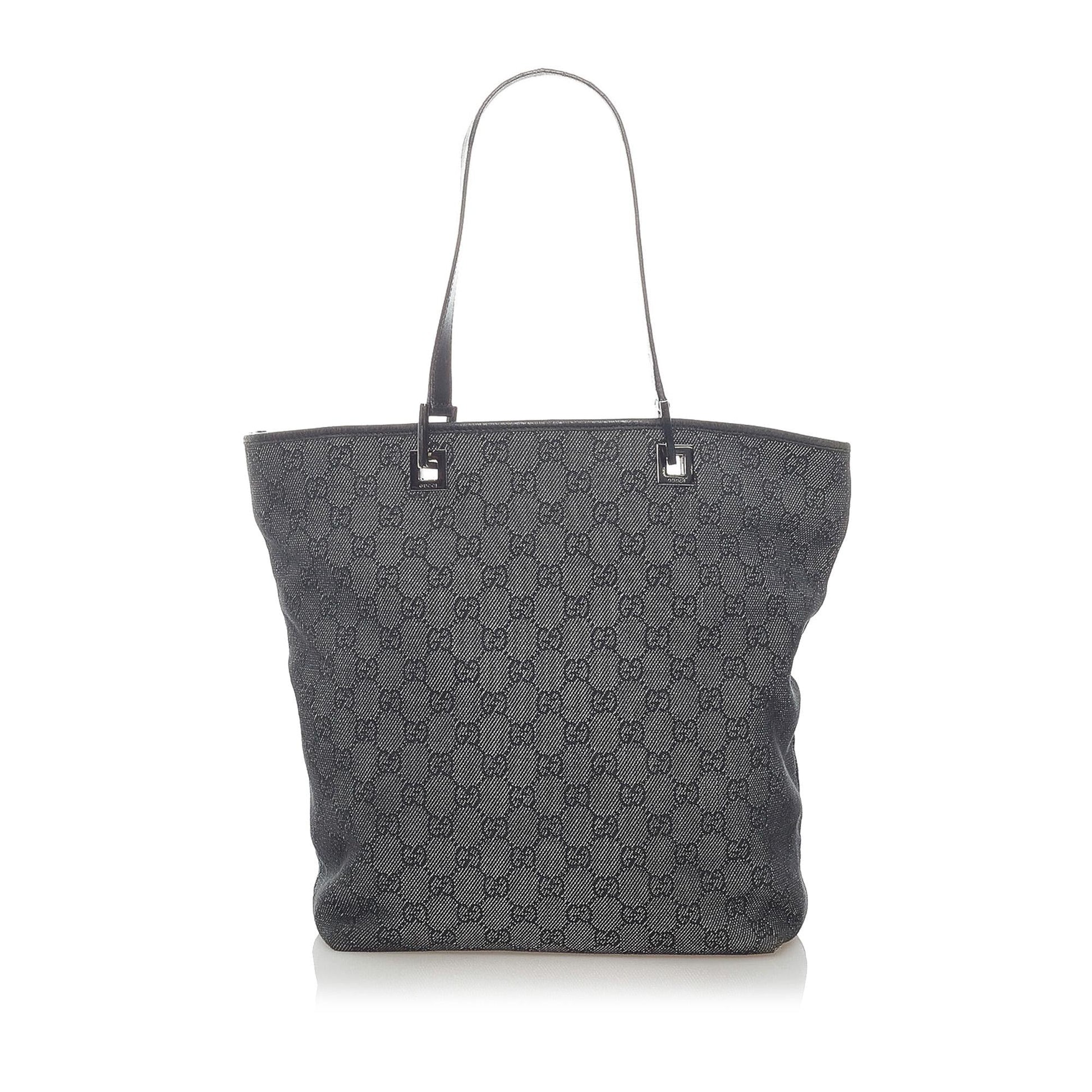 Gucci GG SHG Canvas Calf Grey Tote Bag Bag Shg