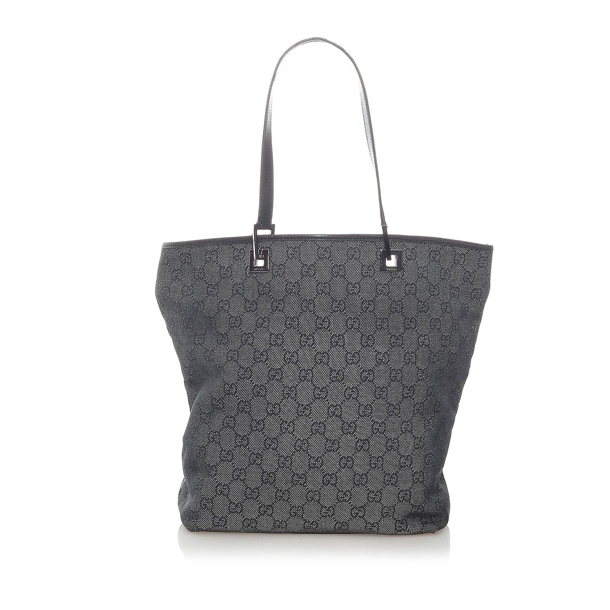 Gucci GG SHG Canvas Calf Grey Tote Bag Bag Shg