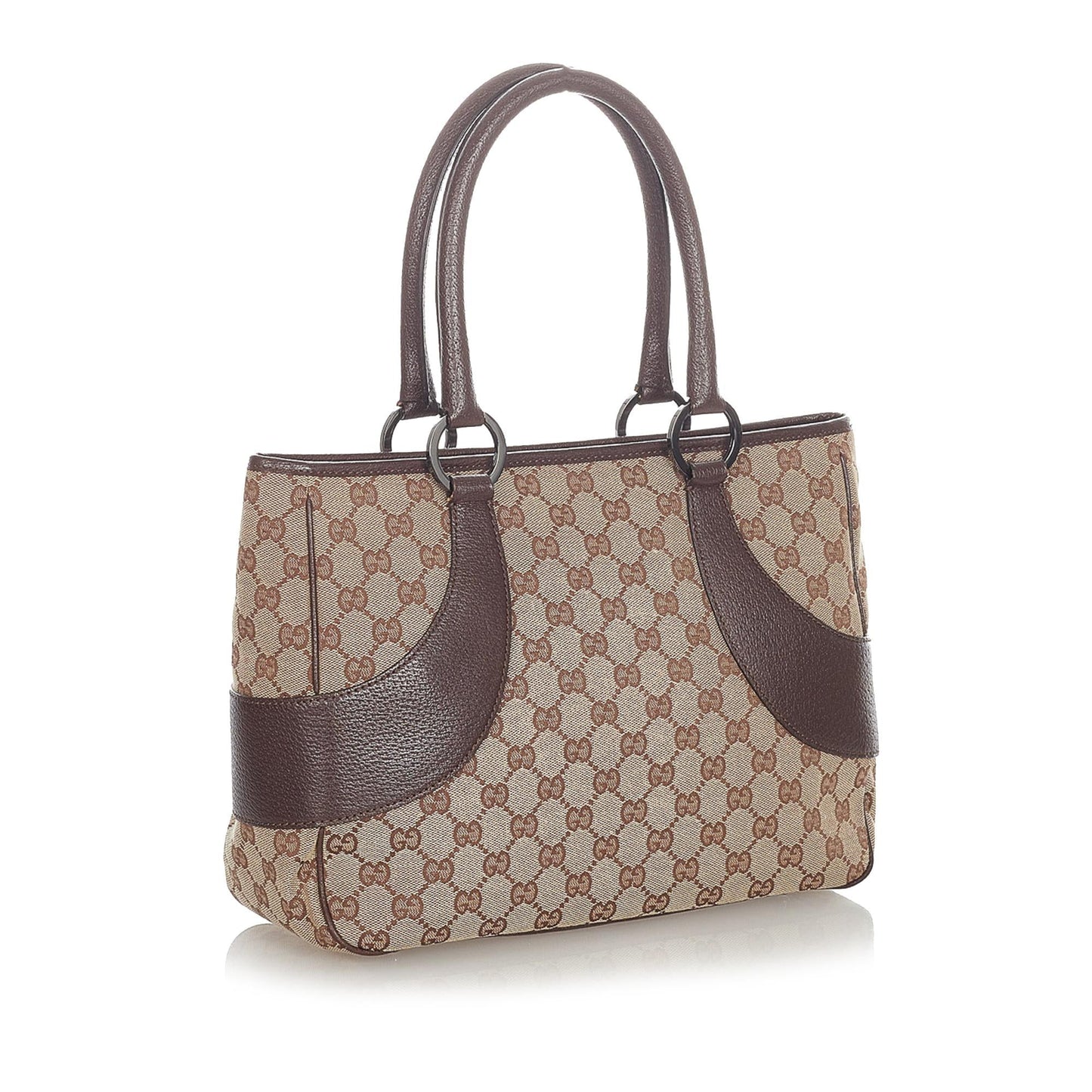 Gucci GG SHG Canvas Calf Brown Tote Bag 6