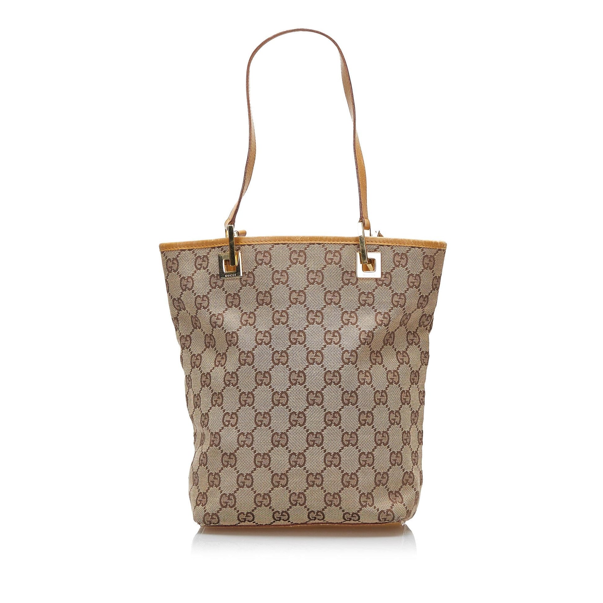 Gucci GG SHG-ZQllon Canvas Brown Tote Bag