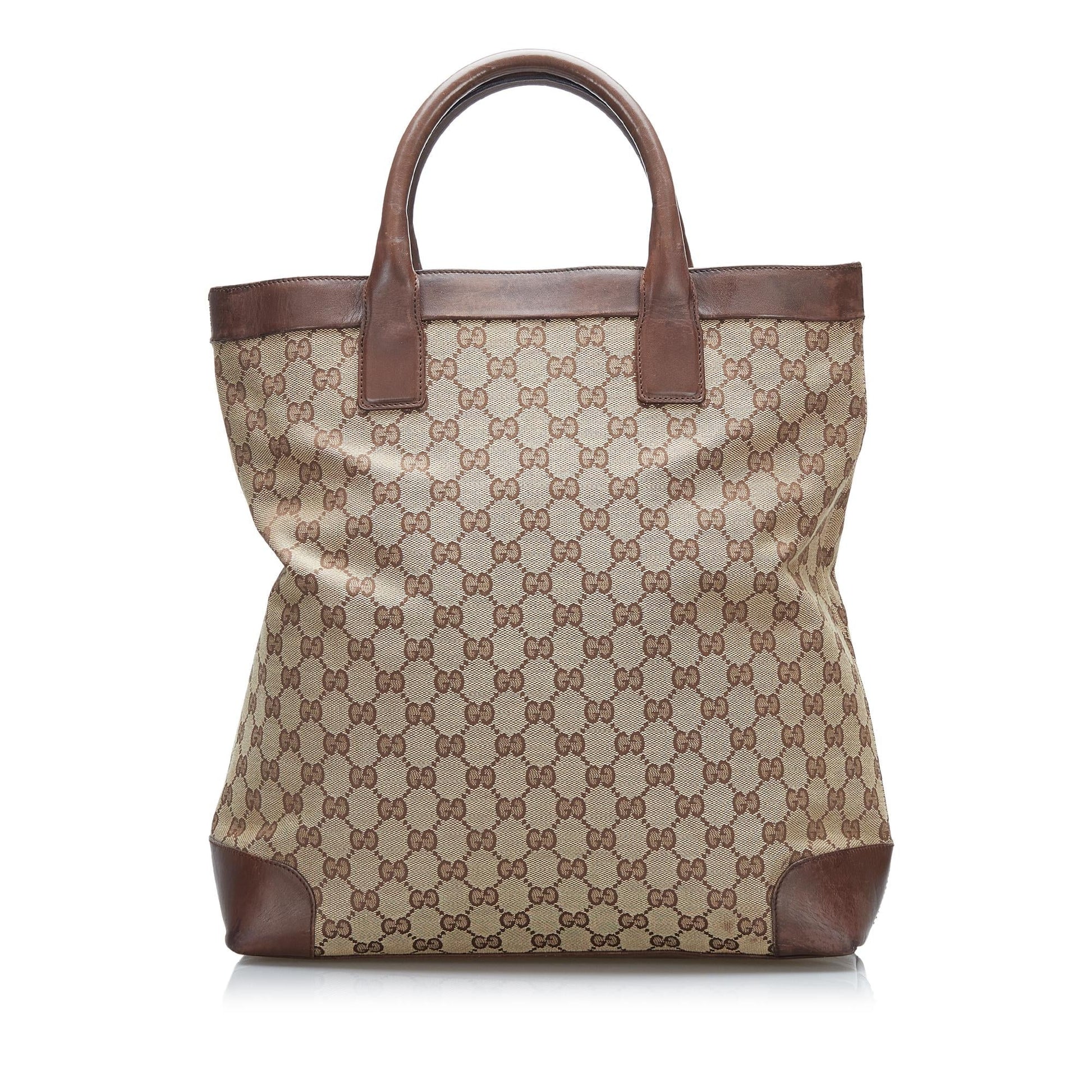 Gucci GG SHG-CeIPbG Canvas Brown Tote Bag