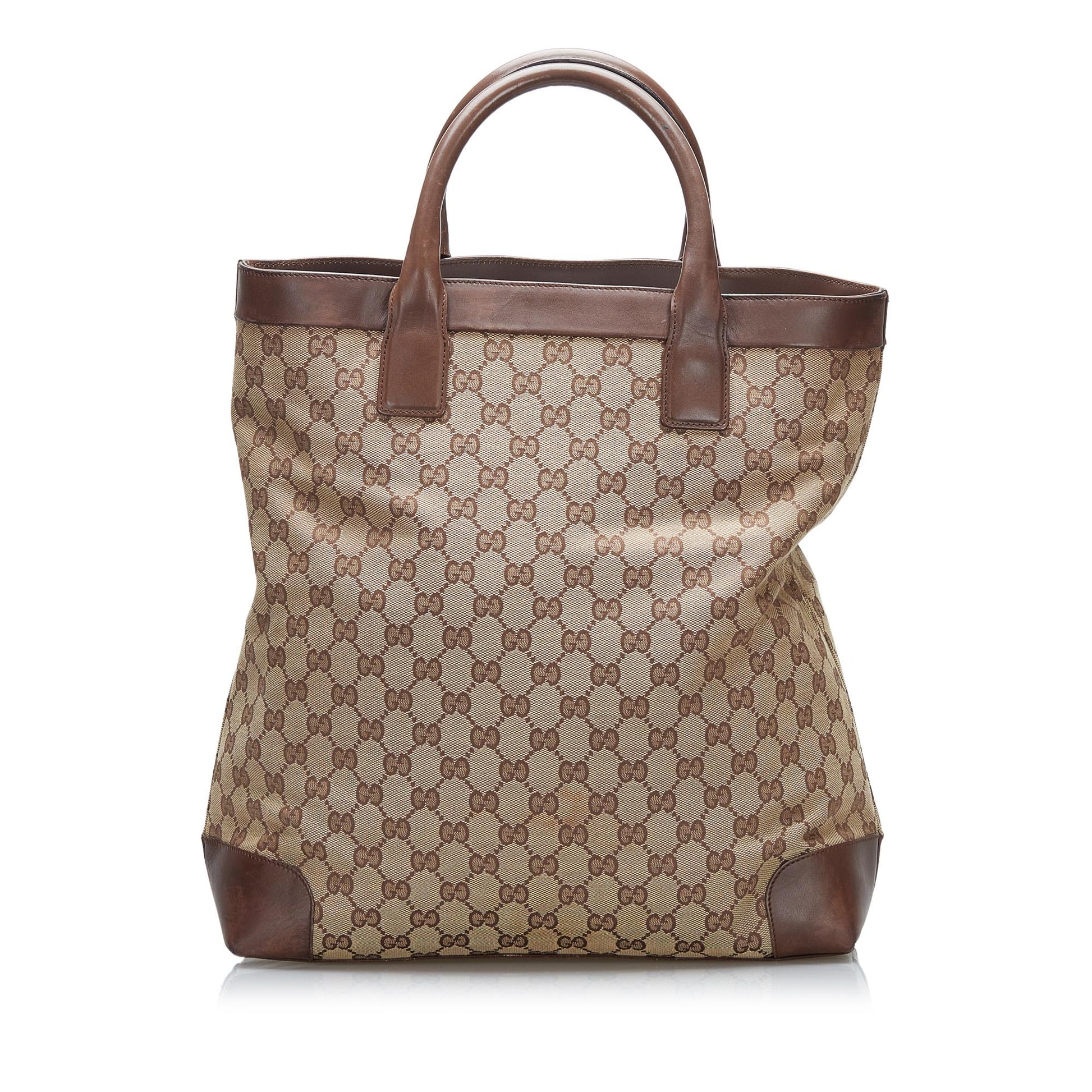 Gucci GG SHG-CeIPbG Canvas Brown Tote Bag