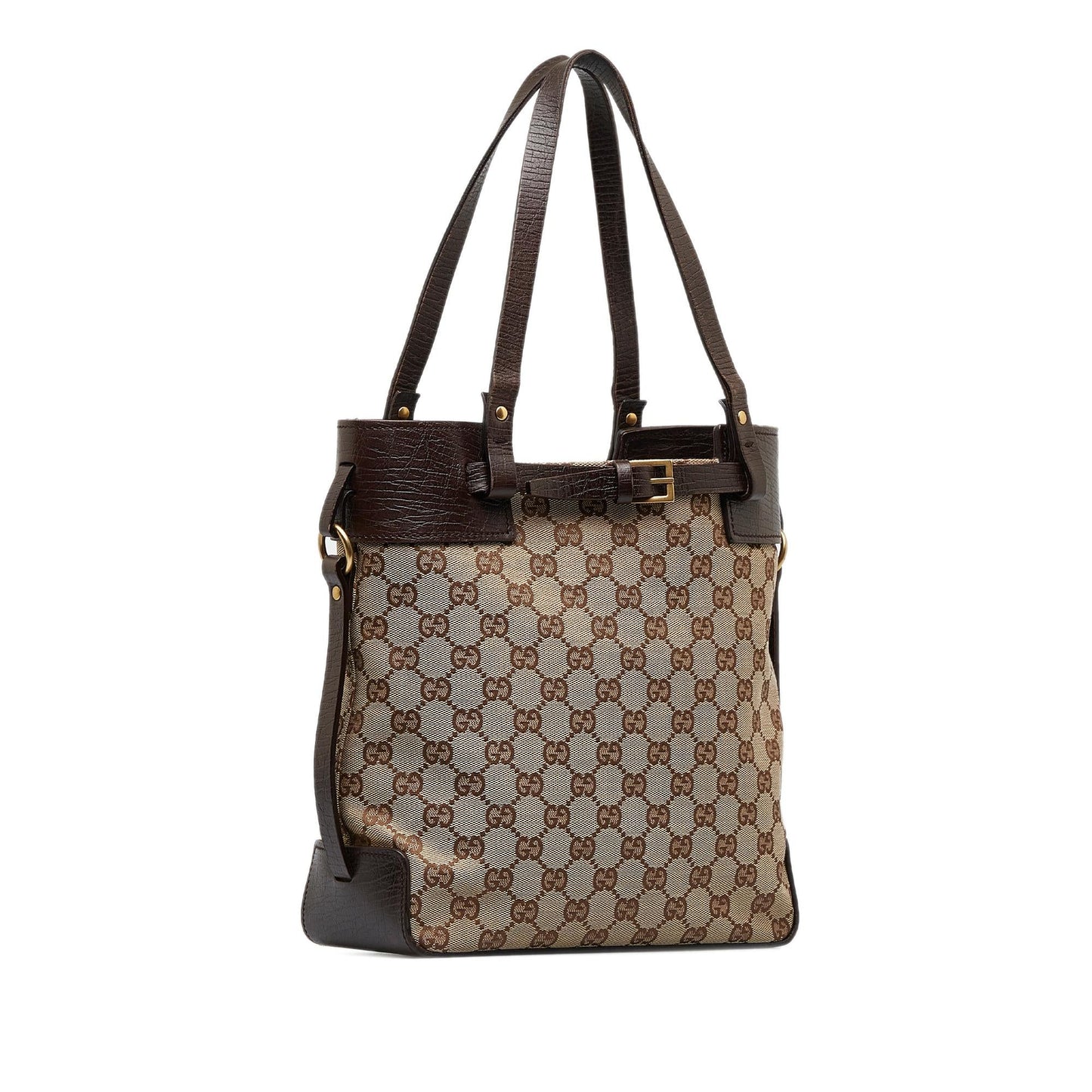 Gucci GG SHG-xXacve Canvas Calf Brown Tote Bag