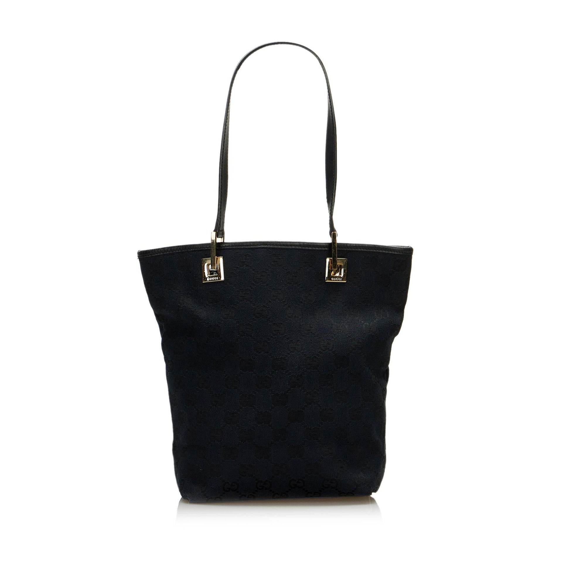 Gucci GG SHG-DRJw0x Canvas Calf Black Tote Bag