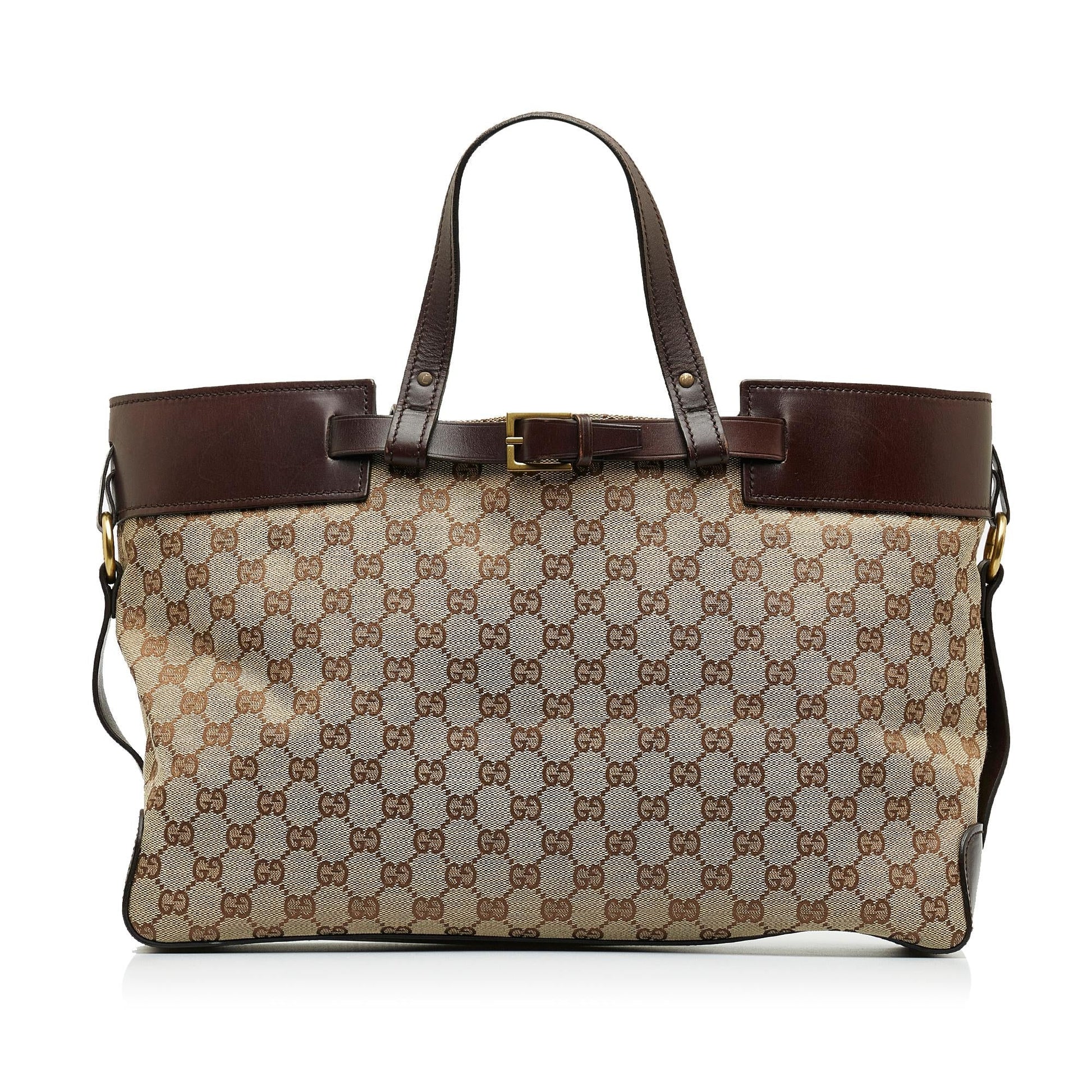 Gucci GG SHG-enbJFe Canvas Brown Tote Bag