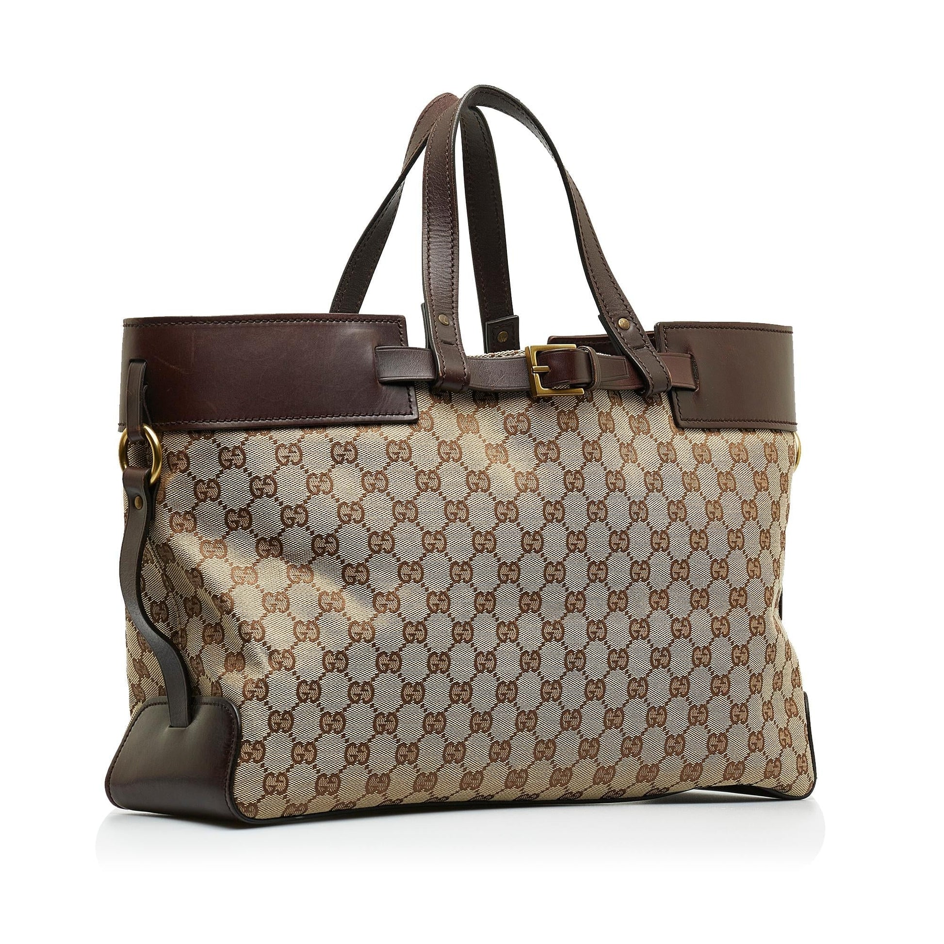 Gucci GG SHG-enbJFe Canvas Brown Tote Bag