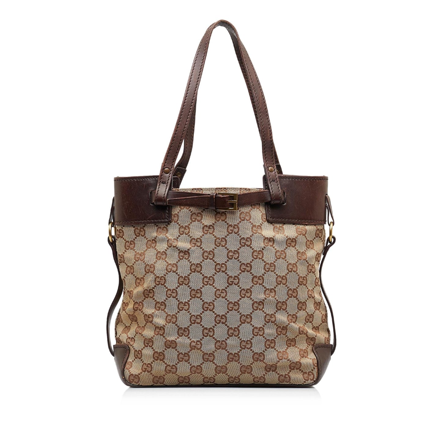 Gucci GG SHG-fBmDQn Canvas Calf Brown Tote Bag