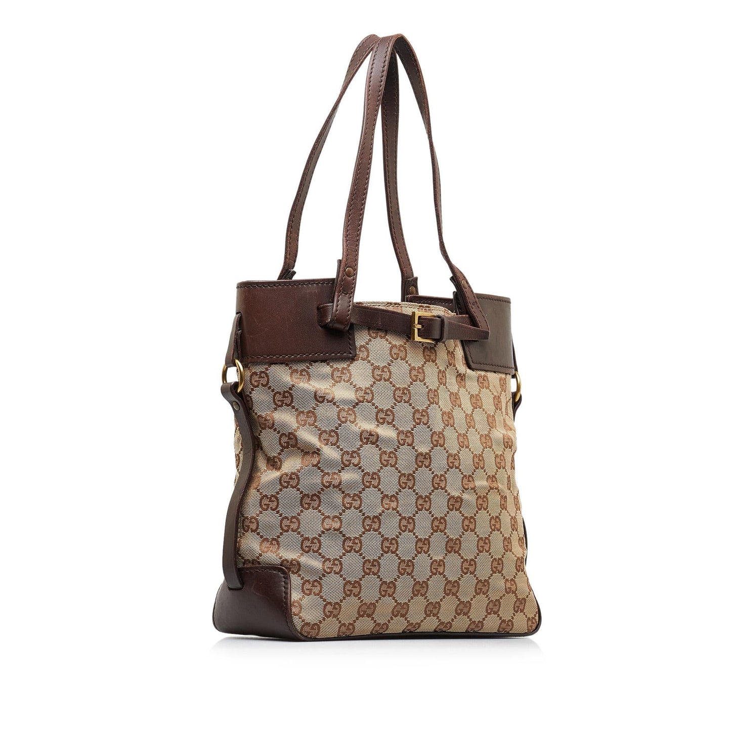 Gucci GG SHG-fBmDQn Canvas Calf Brown Tote Bag