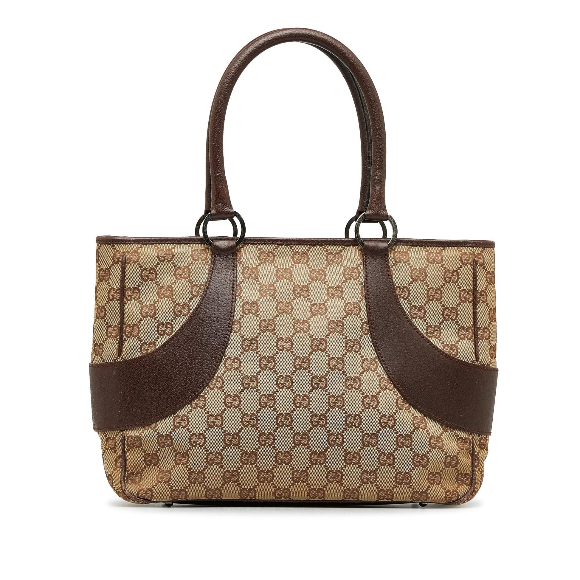 Gucci GG SHG-PdWYNO Canvas Calf Brown Tote Bag