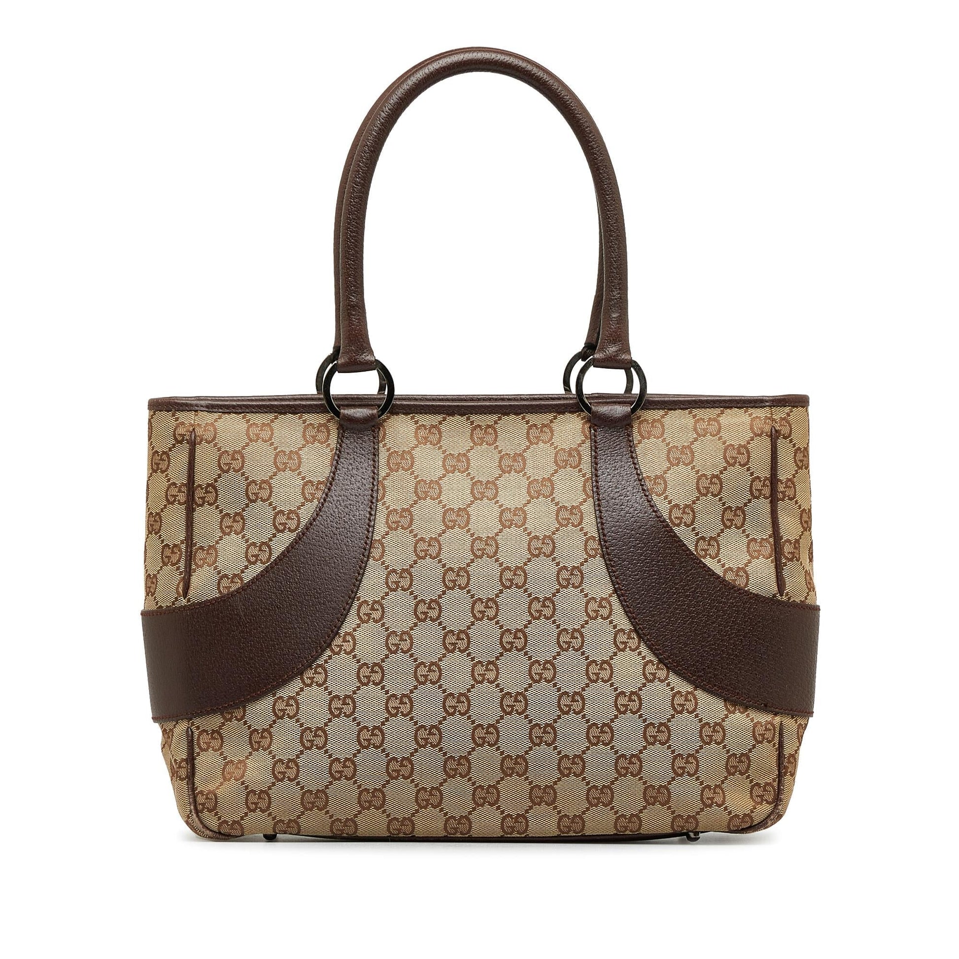 Gucci GG SHG-PdWYNO Canvas Calf Brown Tote Bag