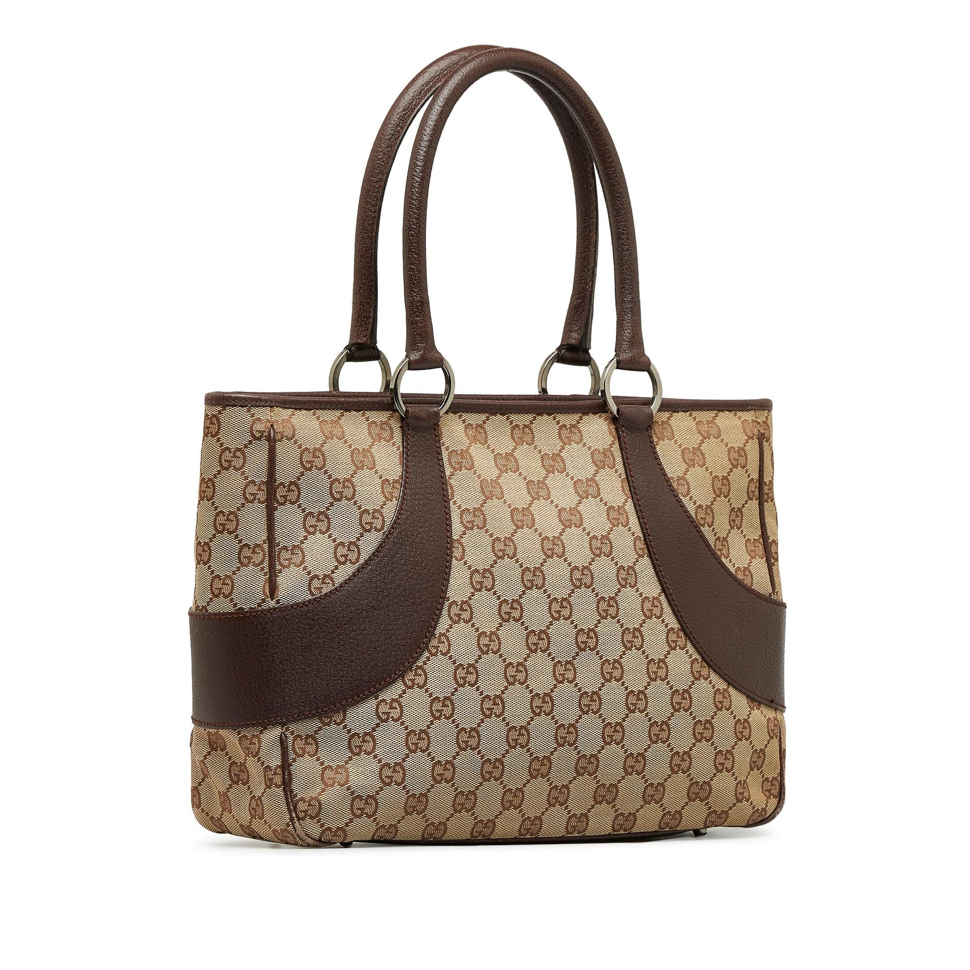 Gucci GG SHG-PdWYNO Canvas Calf Brown Tote Bag