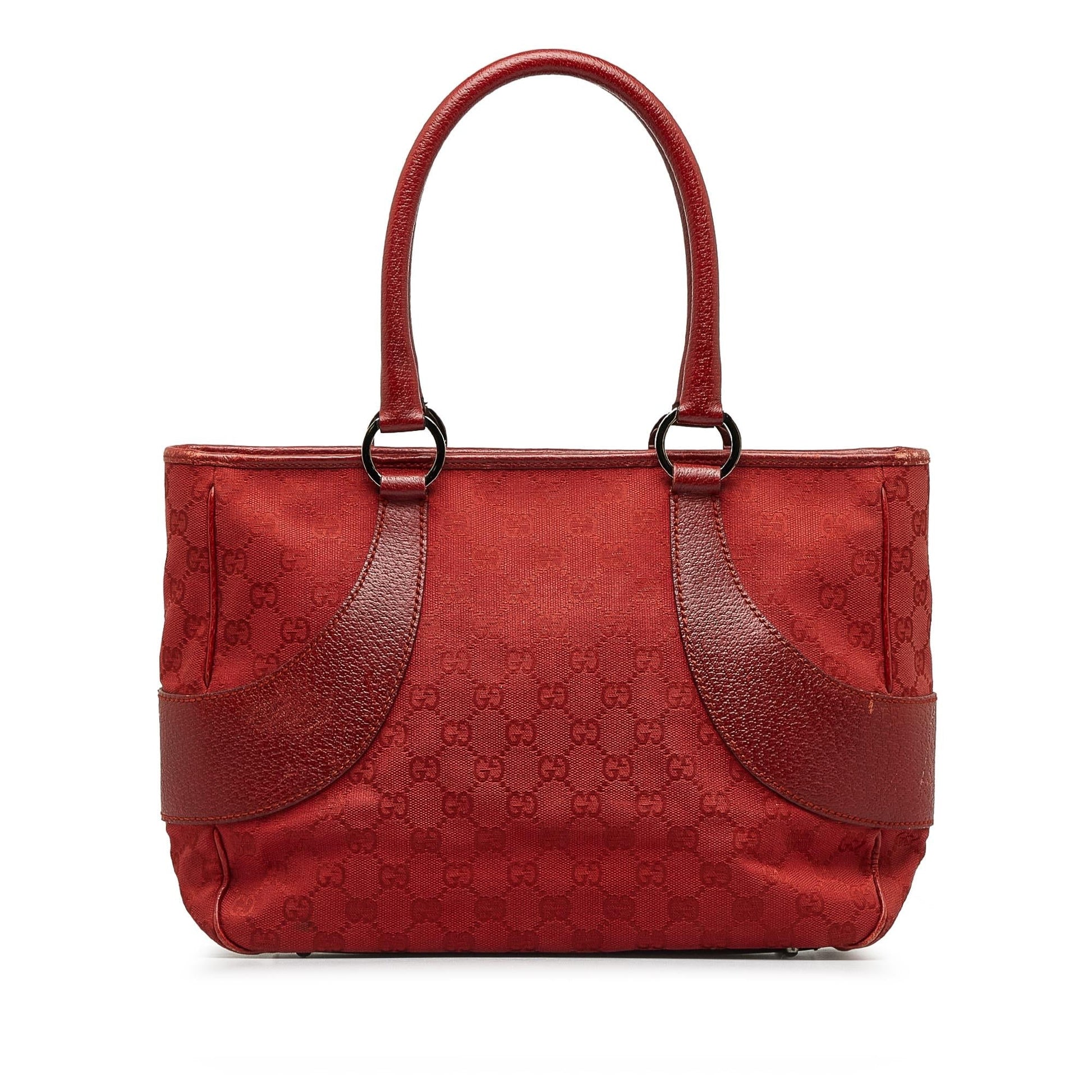 Gucci GG SHG-3VdzO6 Canvas Calf Red Tote Bag