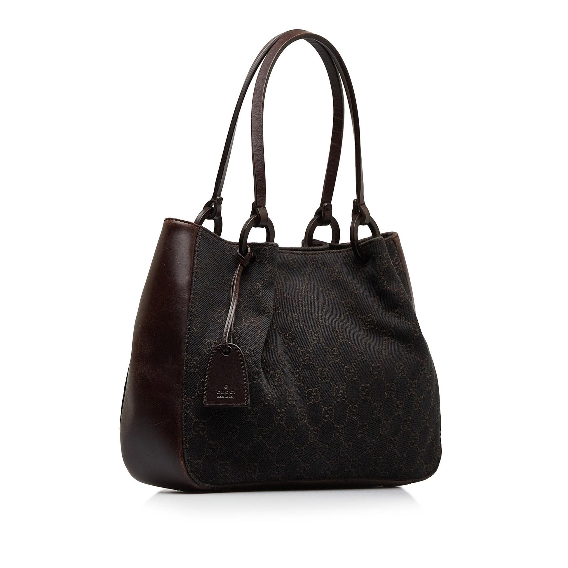 Gucci GG SHG-k6wCqI Canvas Calf Brown Tote Bag