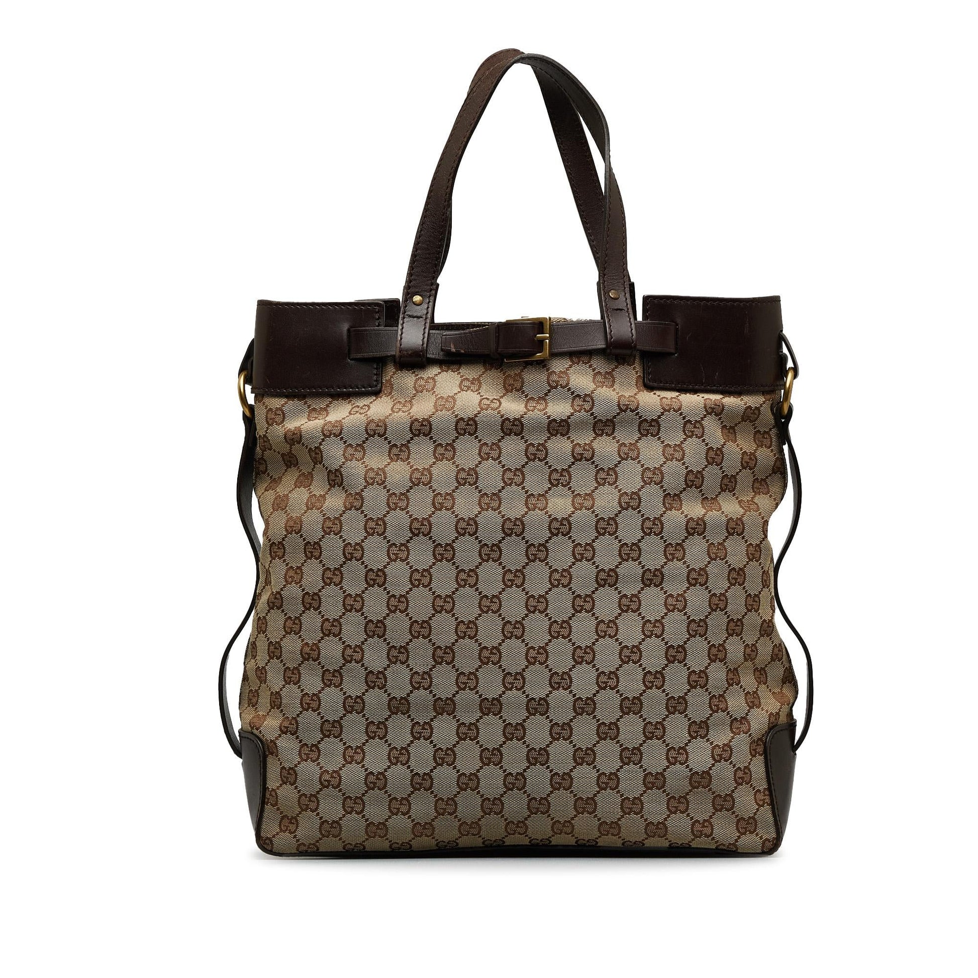 Gucci GG Canvas Brown Tote Bag Shg Baufob