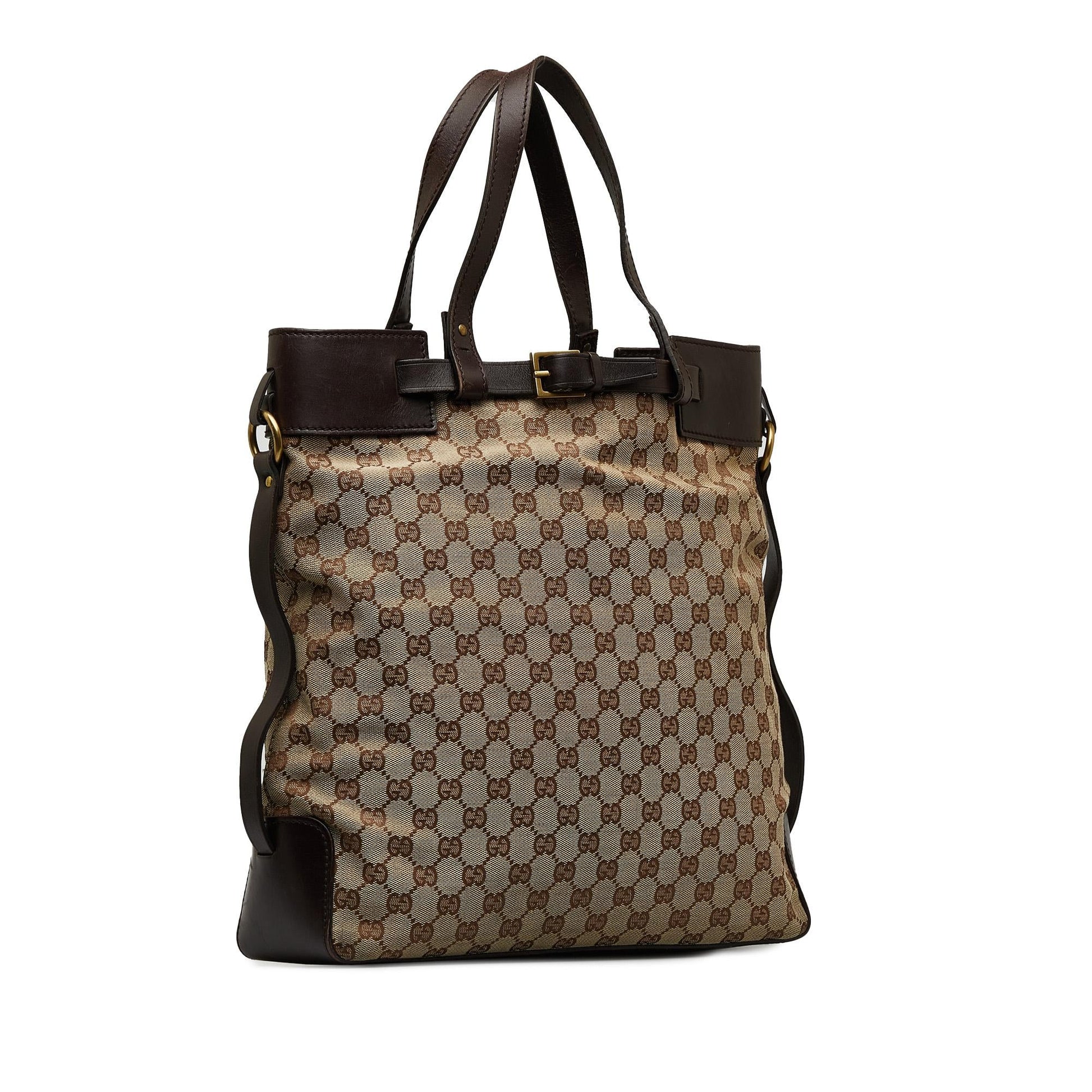 Gucci GG Canvas Brown Tote Bag Shg Baufob