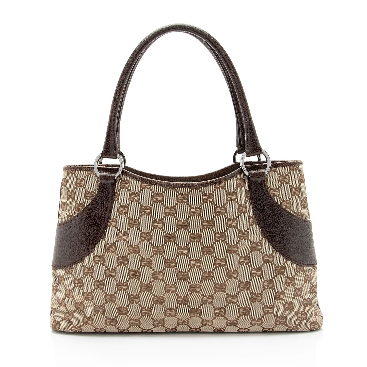 Gucci GG SHF-kAPfKv Leather Canvas Brown Tote Bag