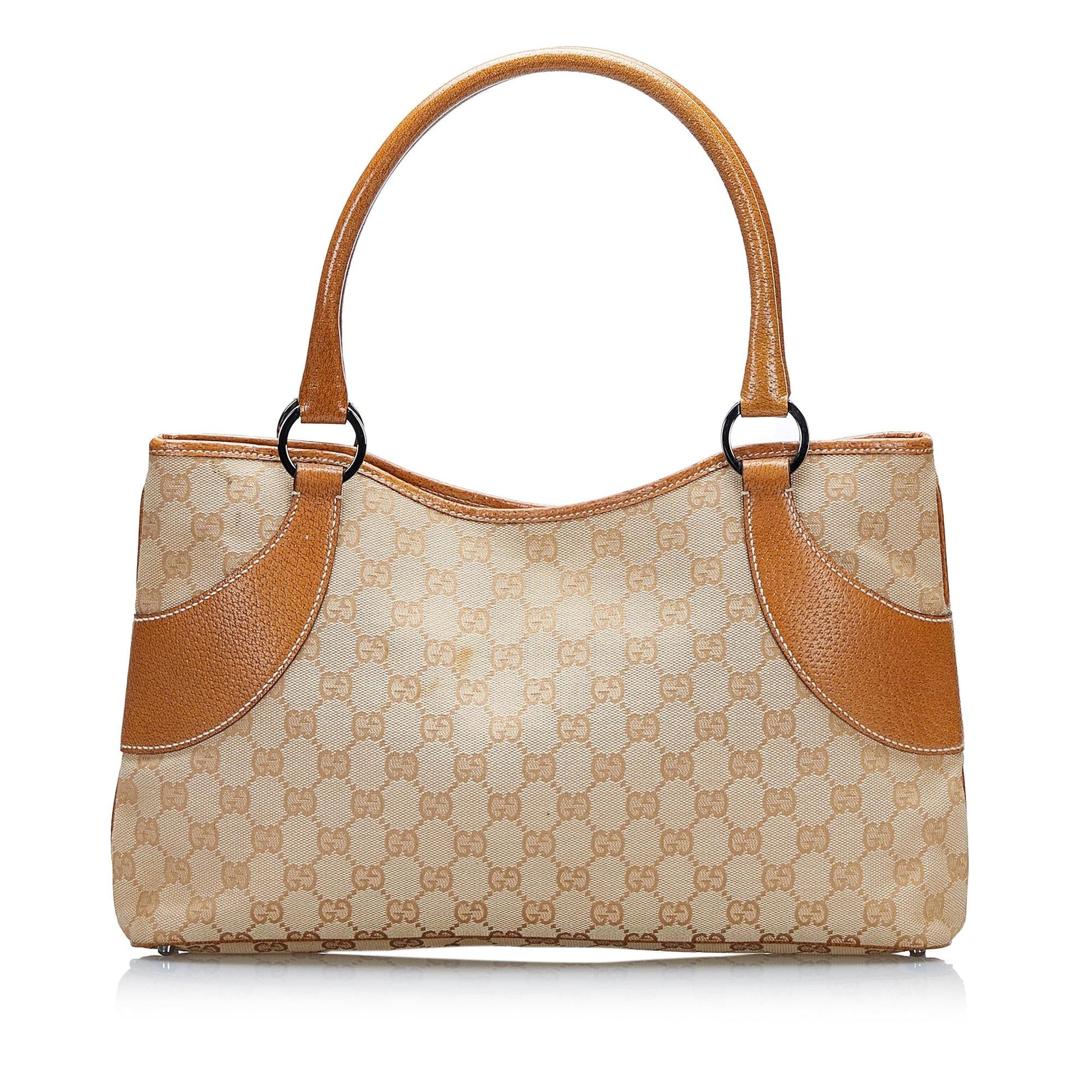 Gucci GG SHG-zoqUCU Canvas Calf Brown Tote Bag