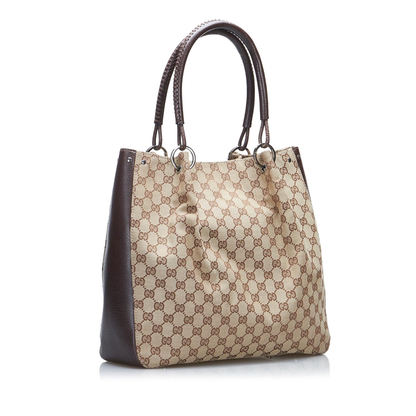 Gucci GG SHG-vyBNdT Canvas Calf Brown Tote Bag