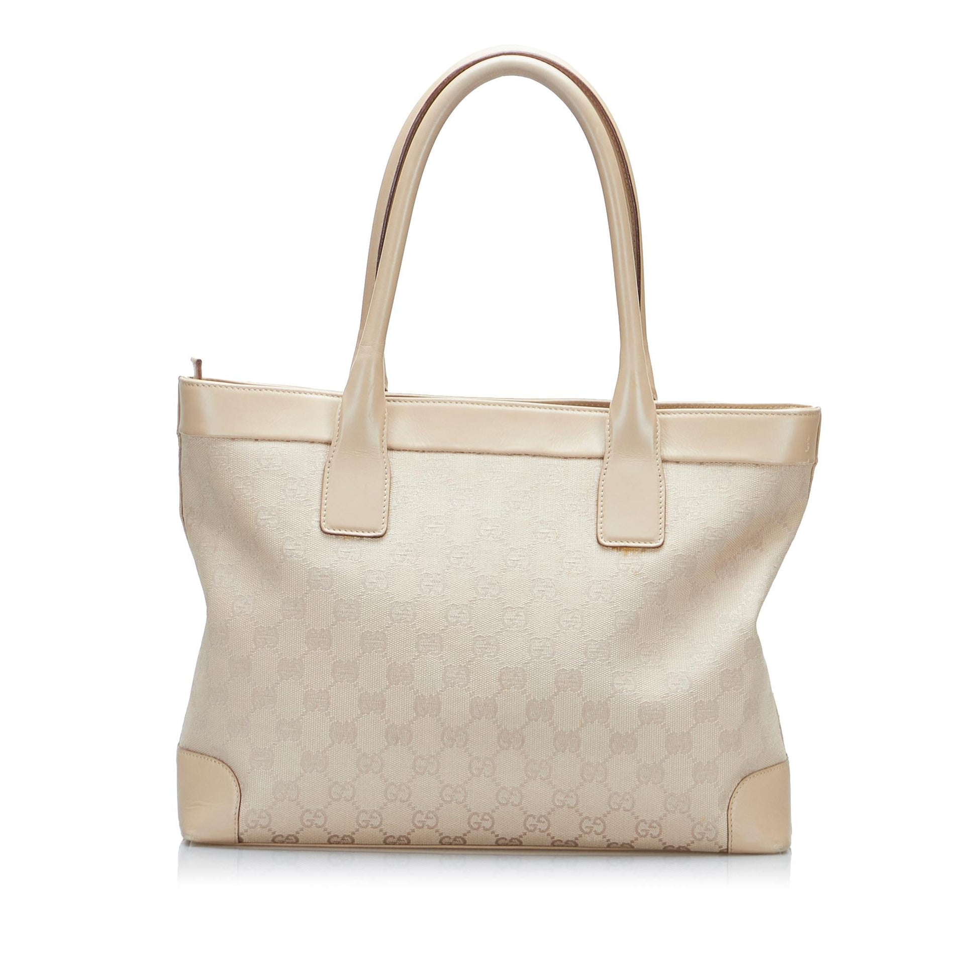 Gucci GG SHG-DYG1ik Canvas Calf Brown Tote Bag