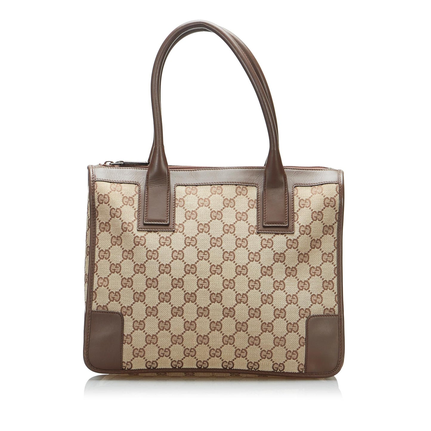 Gucci GG SHG-rxxO5q Canvas Calf Brown Tote Bag