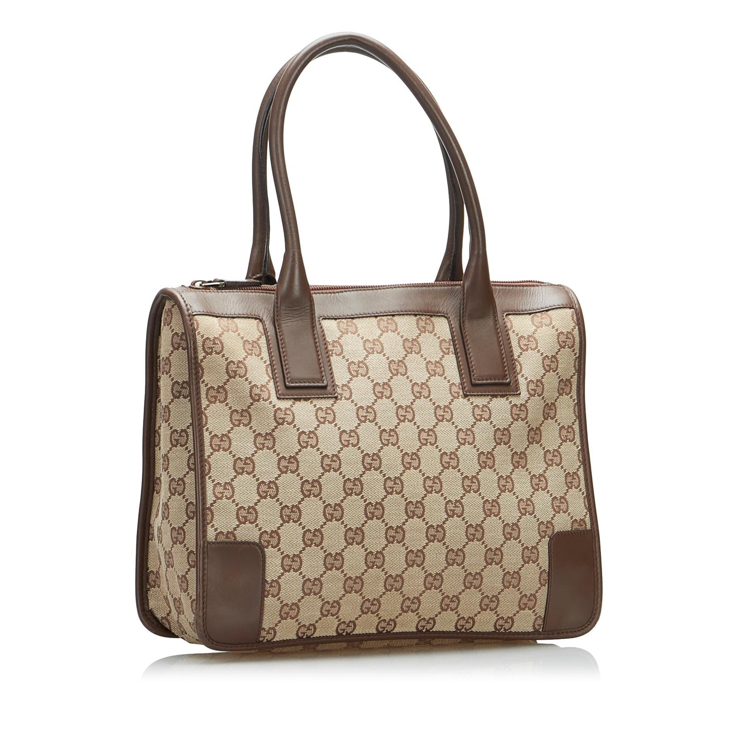 Gucci GG SHG-rxxO5q Canvas Calf Brown Tote Bag