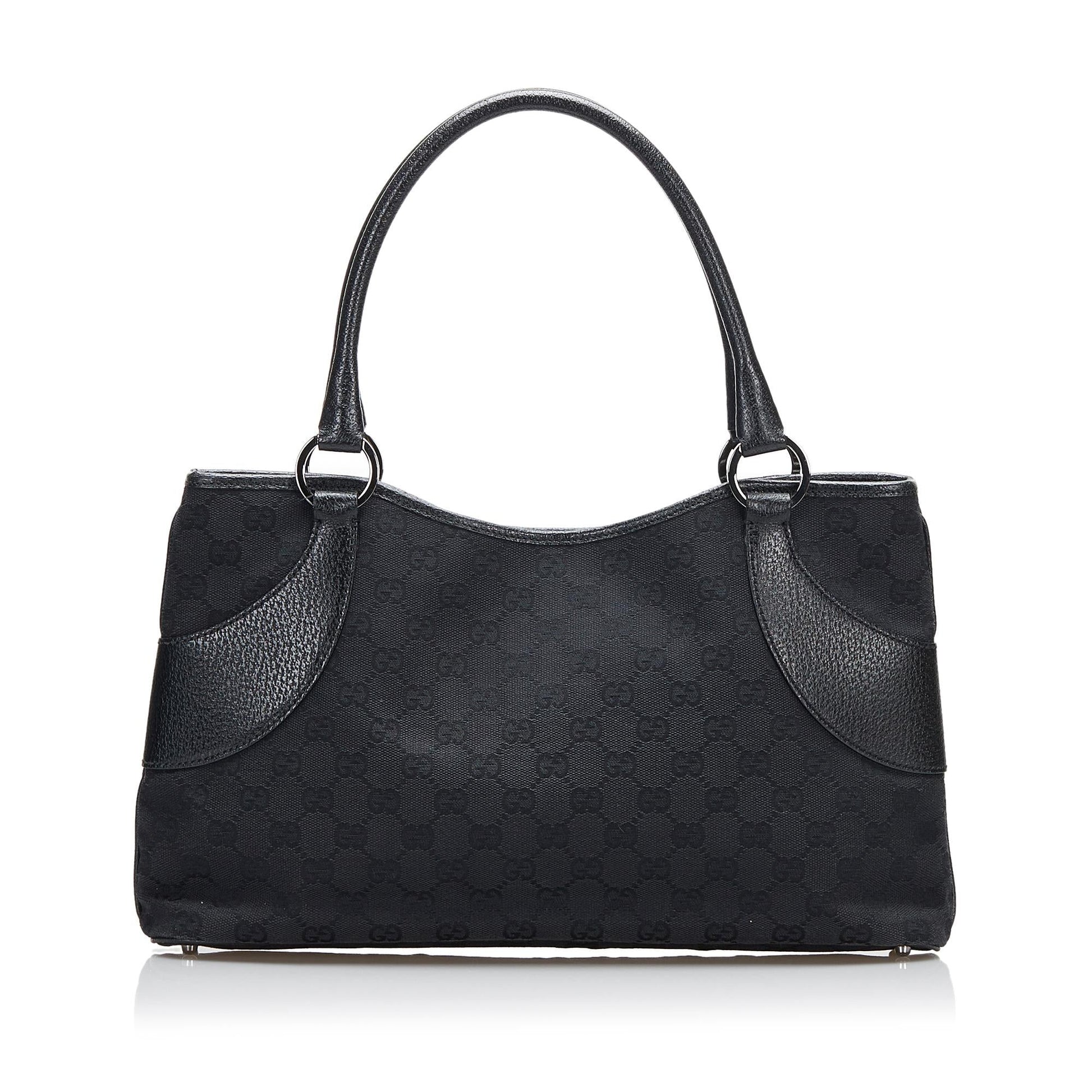 Gucci GG SHG-A9Et8J Canvas Calf Black Tote Bag