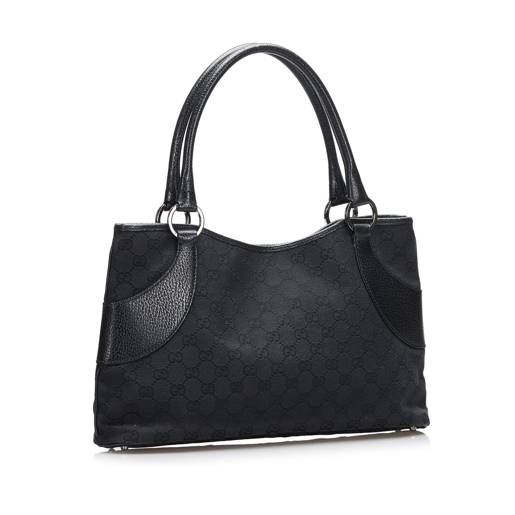 Gucci GG SHG-A9Et8J Canvas Calf Black Tote Bag