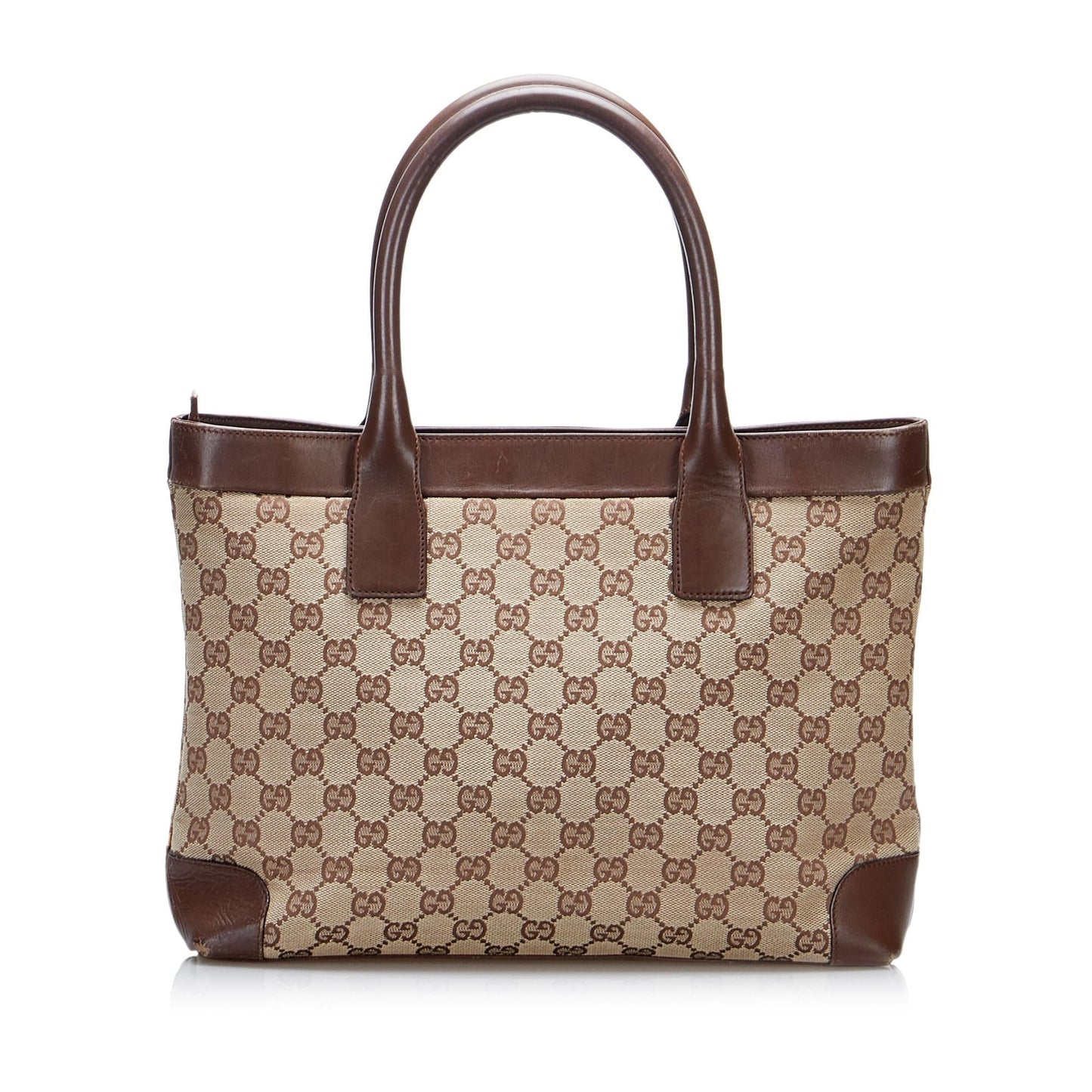 Gucci GG SHG-6ULKyW Canvas Calf Brown Tote Bag