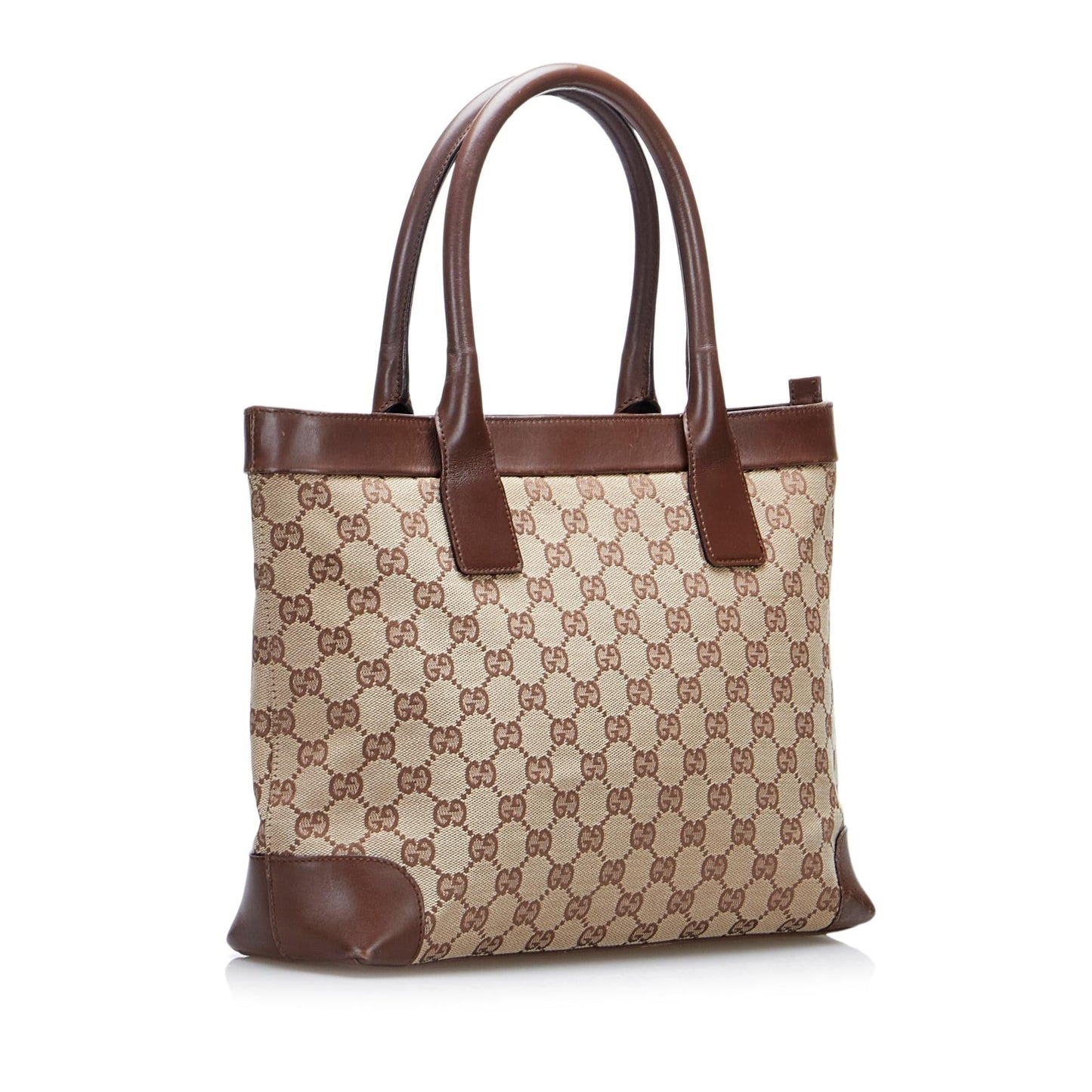 Gucci GG SHG-6ULKyW Canvas Calf Brown Tote Bag